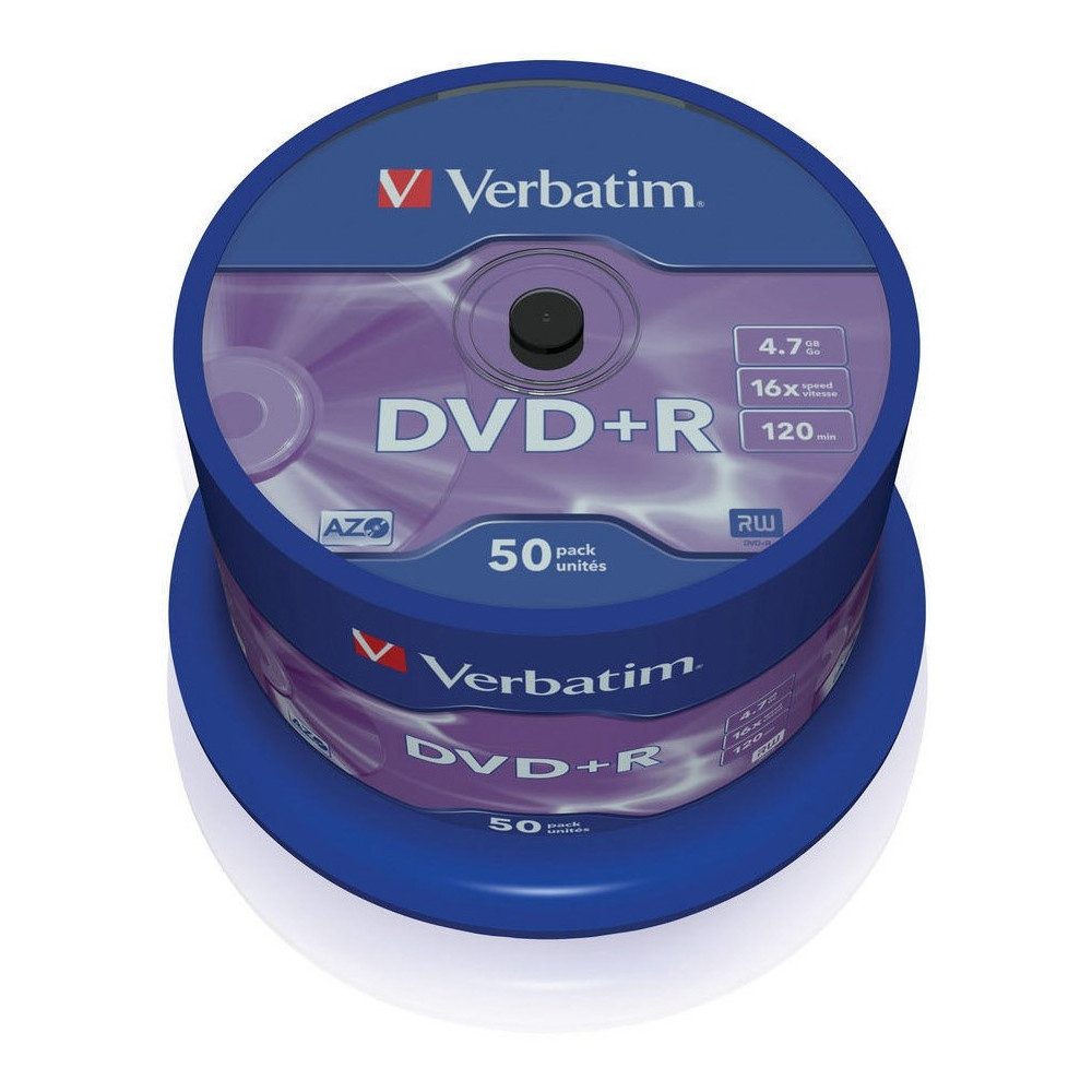 Verbatim DVD+R AZO 16x 4,7GB (50er Spindel) - DVDs externer Speicher (128 GB GB, Klassisches Design)
