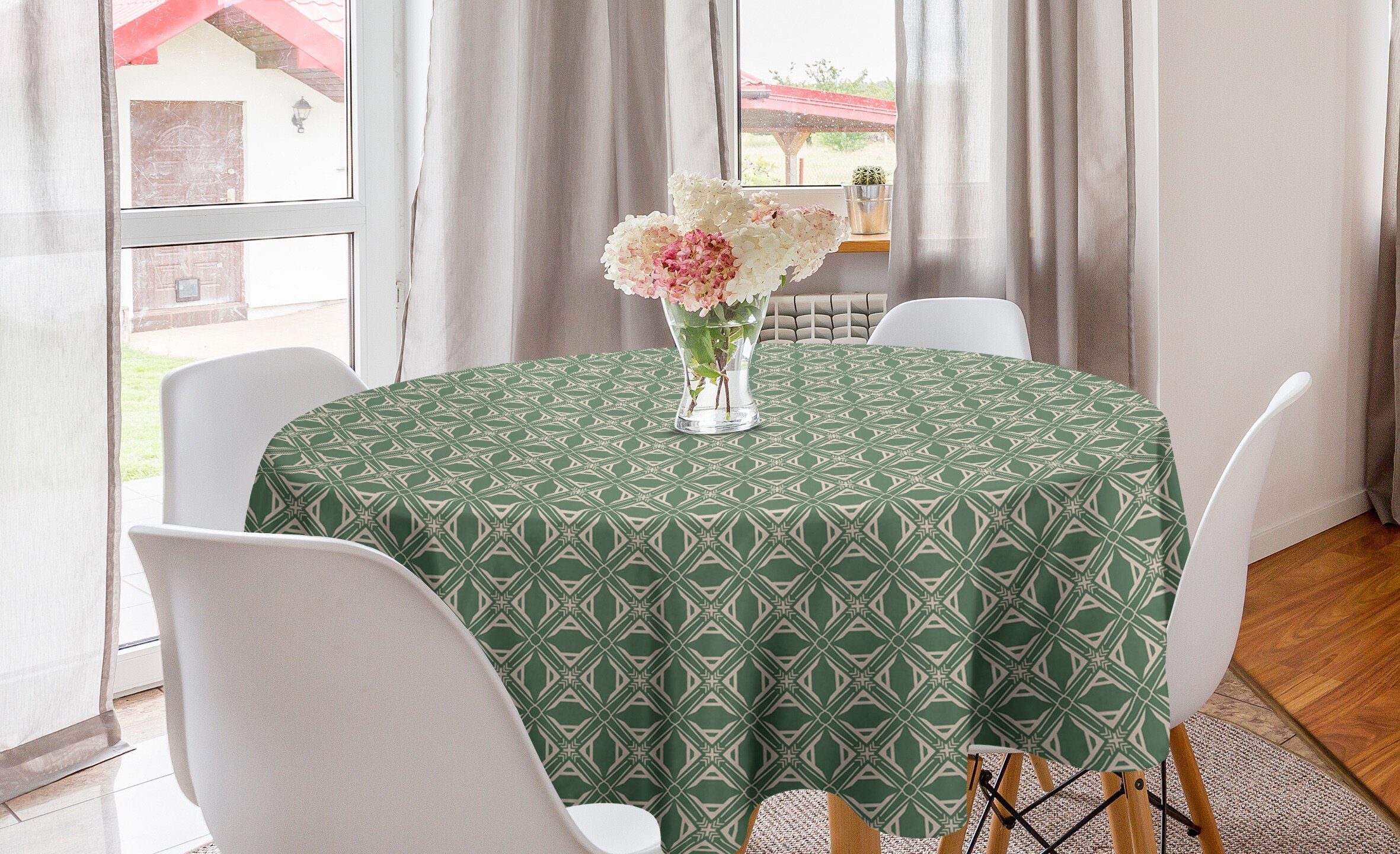 Abakuhaus Tischdecke Kreis Tischdecke Abdeckung für Esszimmer Küche Dekoration, Abstrakt Unregelmäßige Quadrat-Muster