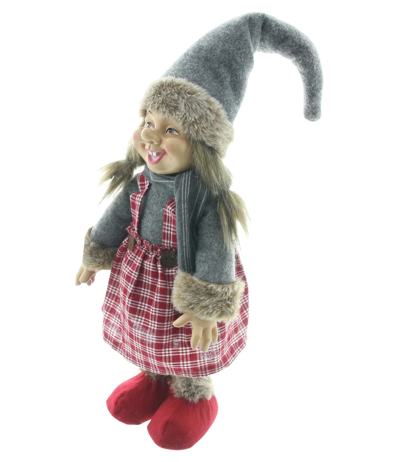 Dekoleidenschaft Wichtel "Ronja" Wichtelmädchen 45 cm, Winterdeko, Dekowichtel, Weihnachtsdeko, Weihnachtswichtel aus Textil, bewegliche Arme