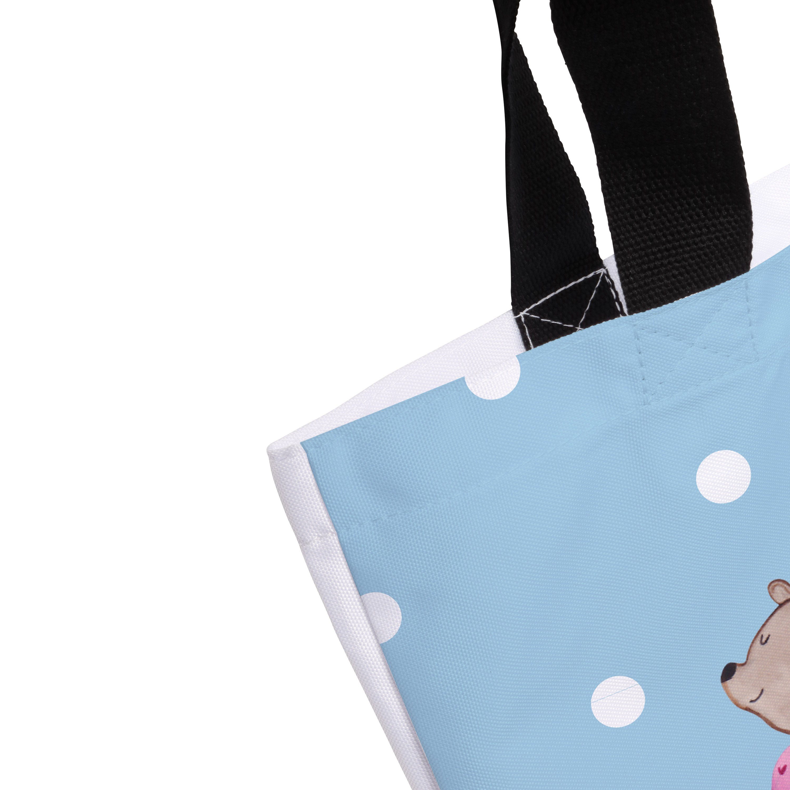 Shopper Mrs. Geschenk, Mama, Panda Mr. - (1-tlg) Kind - Mutter, Bär mit & Pastell Blau Einkaufstasche,