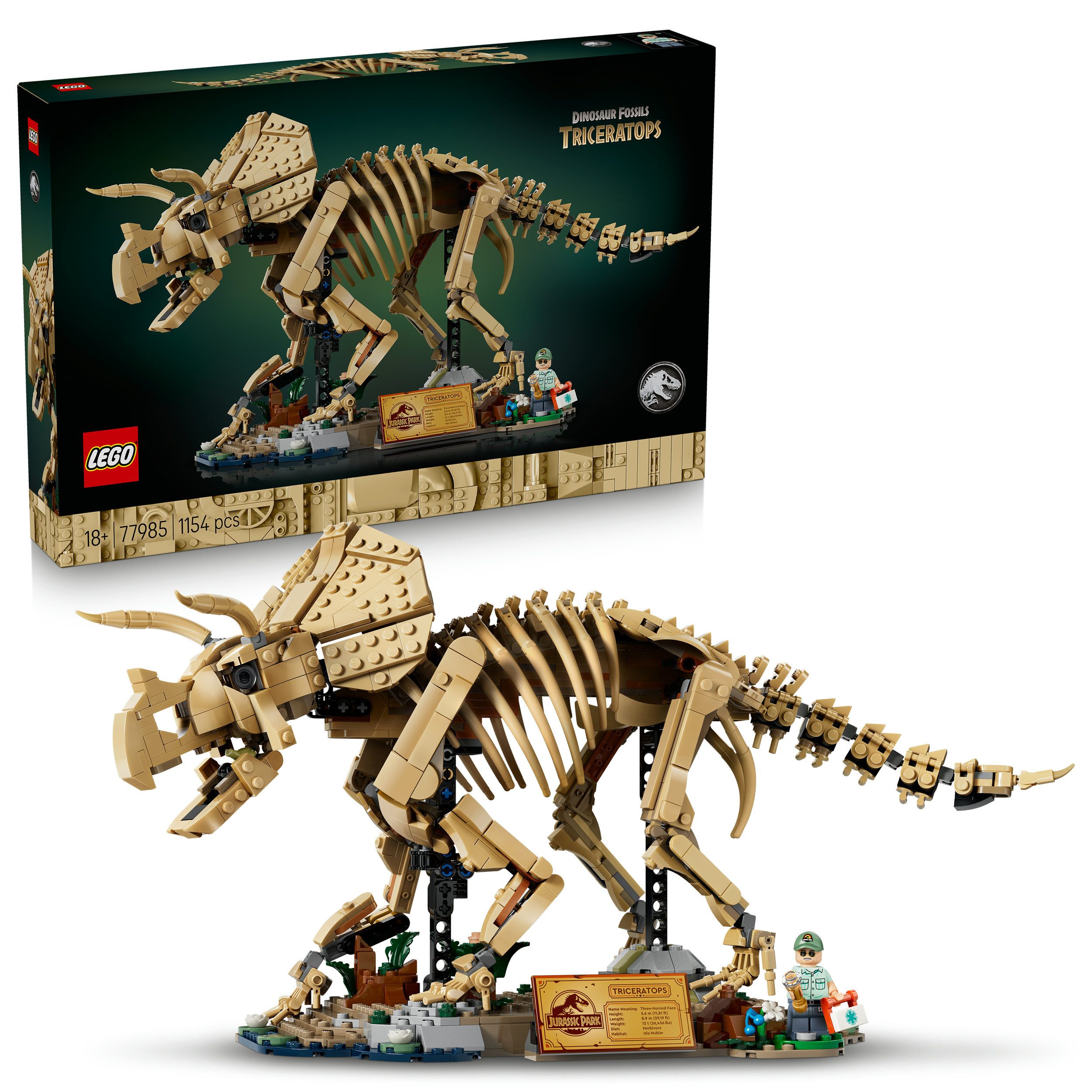 LEGO® Dinosaurier-Fossilien: Triceratops (77985), LEGO Jurassic World Konstruktionsspielsteine, (1154 St), Made in Europe