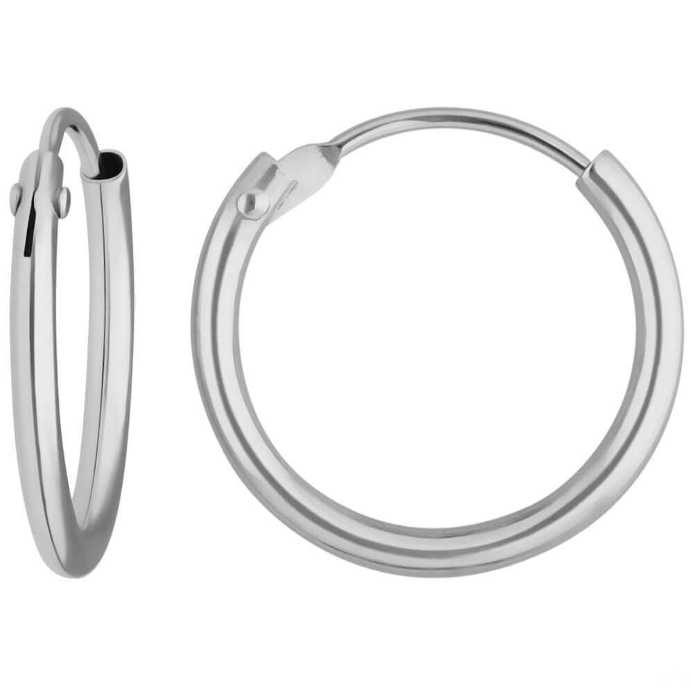 Schmuck Krone Paar Creolen Paar Ohrringe Creolen rund schlicht aus 750 Weißgold 13x1,3mm, Gold 750