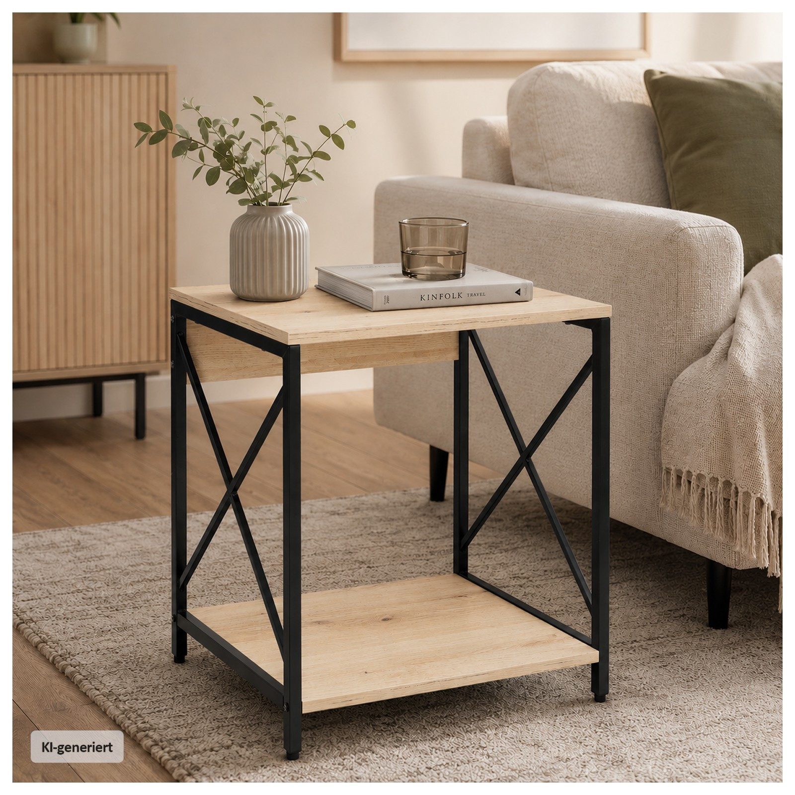 HTI-Living Beistelltisch Cedrik Artisaneiche-Schwarz (Stück, 1-St., 1 Beistelltisch)