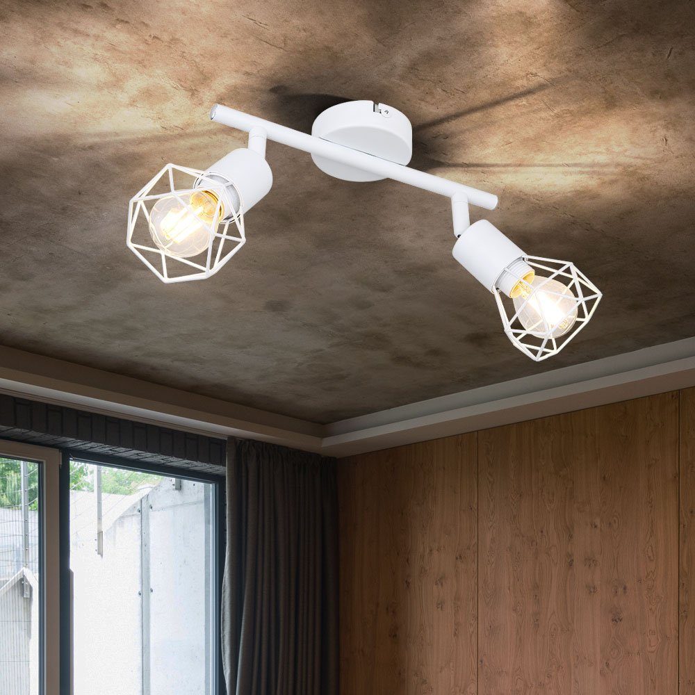 Zimmer- LED Spots Retro inklusive, Strahler Wohn Käfig Lampe schwenkbar Warmweiß, etc-shop Deckenspot, Leuchtmittel Decken Ess
