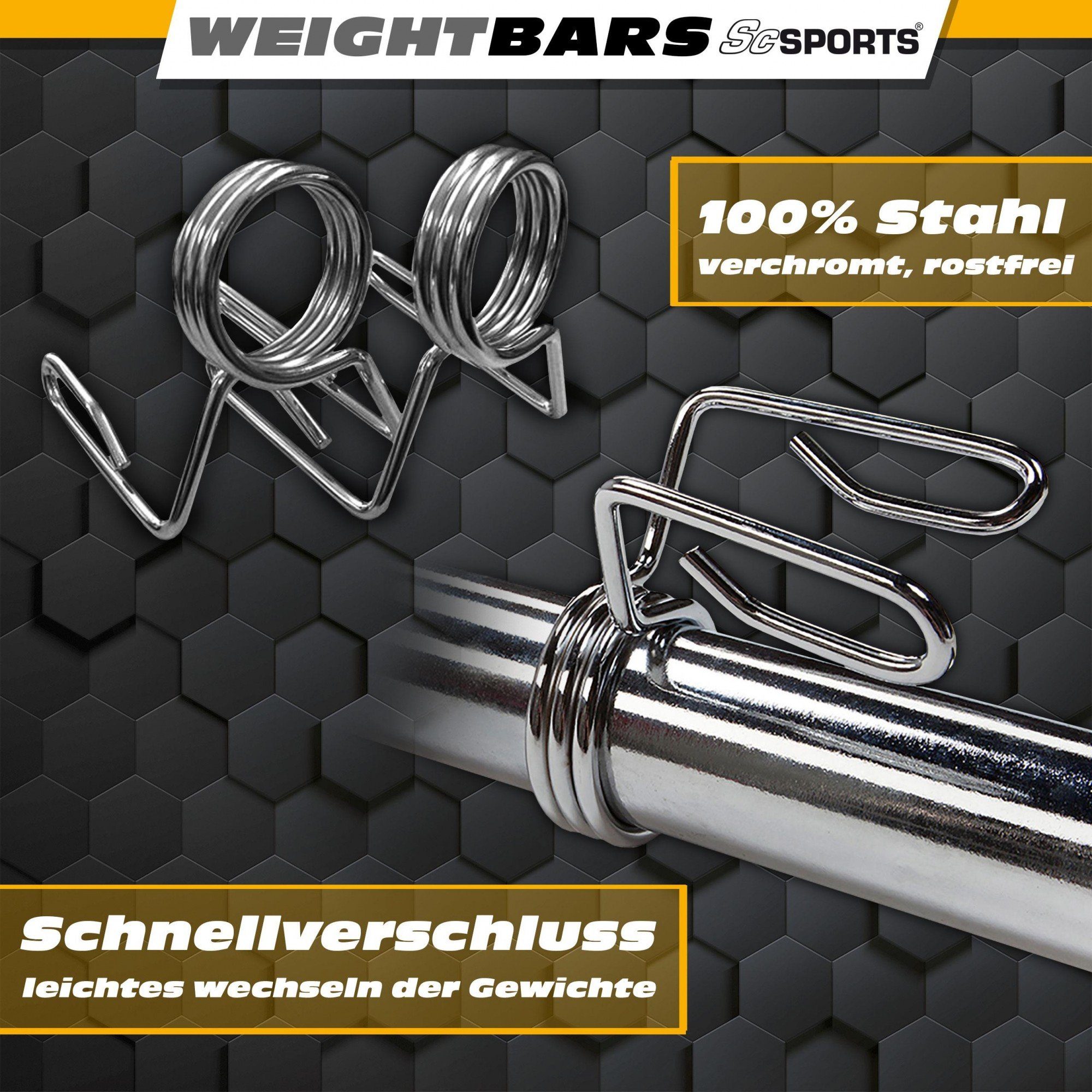 ScSPORTS® Langhantelstange (10000183-tlg) 50mm Federverschlüsse, 180cm Hantelstange 2