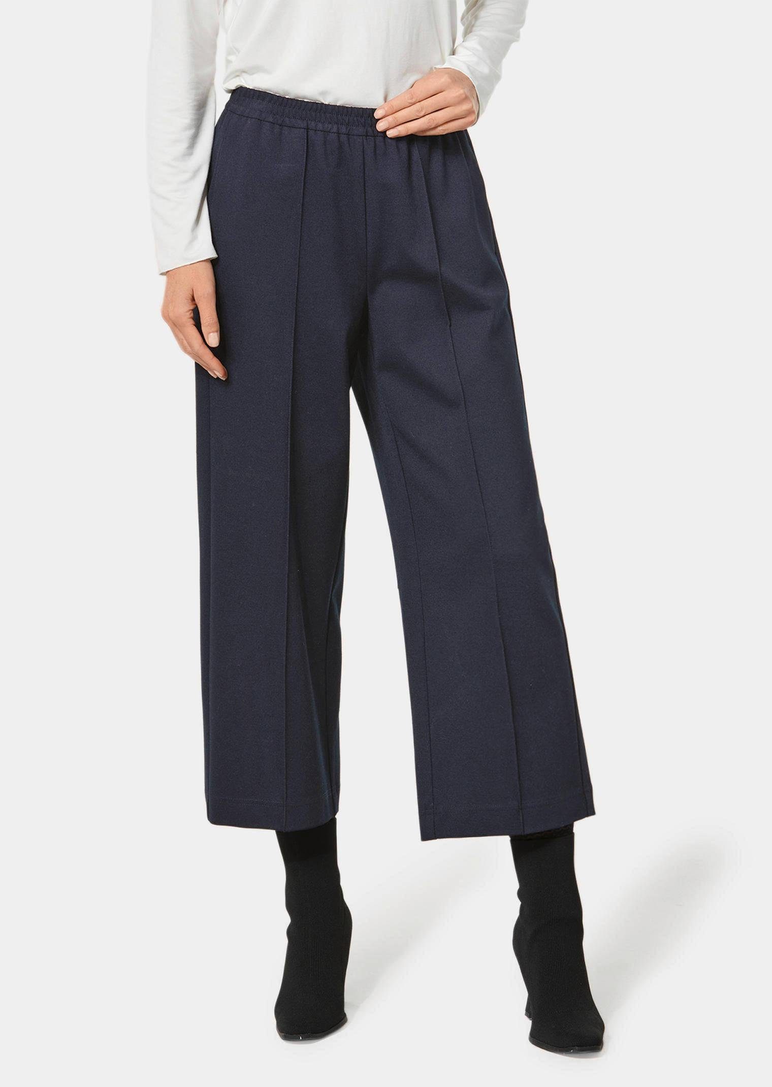 GOLDNER 7/8-Caprijeans Kurzgröße: Verkürzte Jersey-Hose VERA mit Biesen 7/8-Viskose-Culotte mit elastischem Bund und Taschen