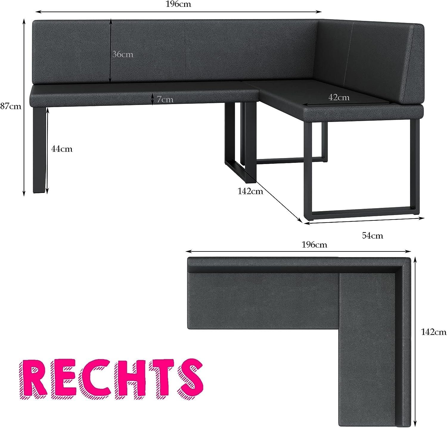 AN-MOEBEL4U Eckbank ALINA Metall, perfekt für günstig online kaufen