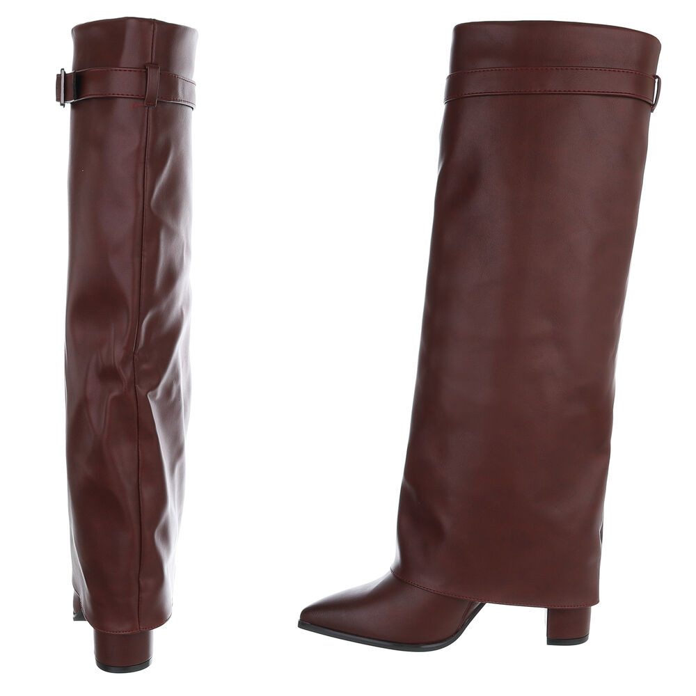 Ital-Design Modische Stiefel mit Blockabsatz und eleganten Details High-Heel-Stiefel (90482803) Blockabsatz Stiefel in Weinrot