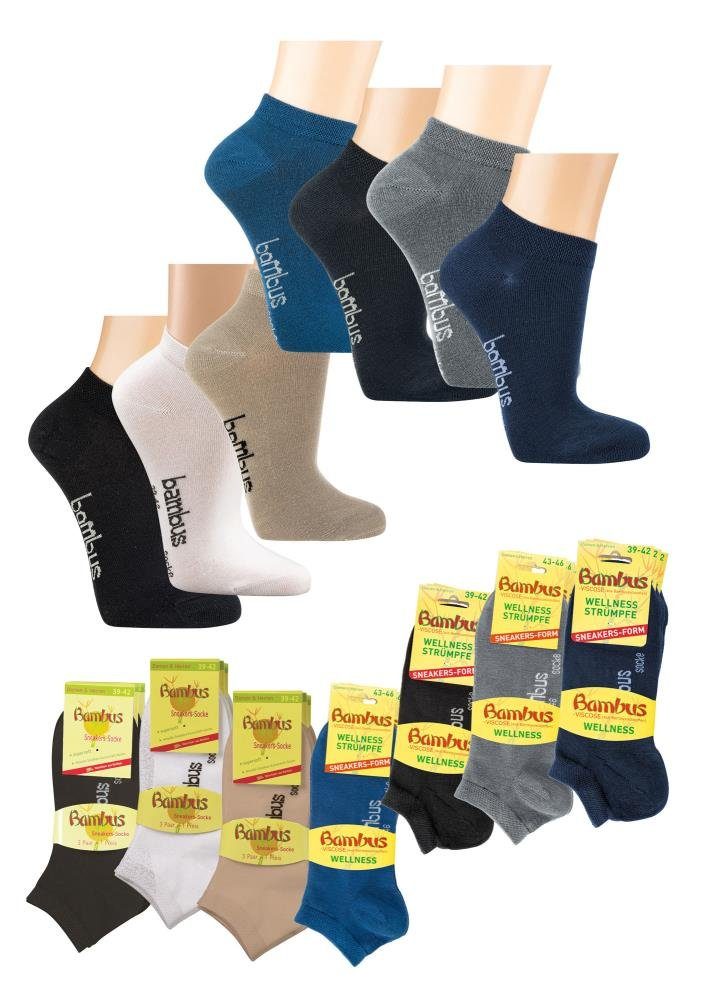 Sneakersocken 3-Paar, Sneaker Bambus jeans 3 (Set, Paar) antibakteriell Wowerat