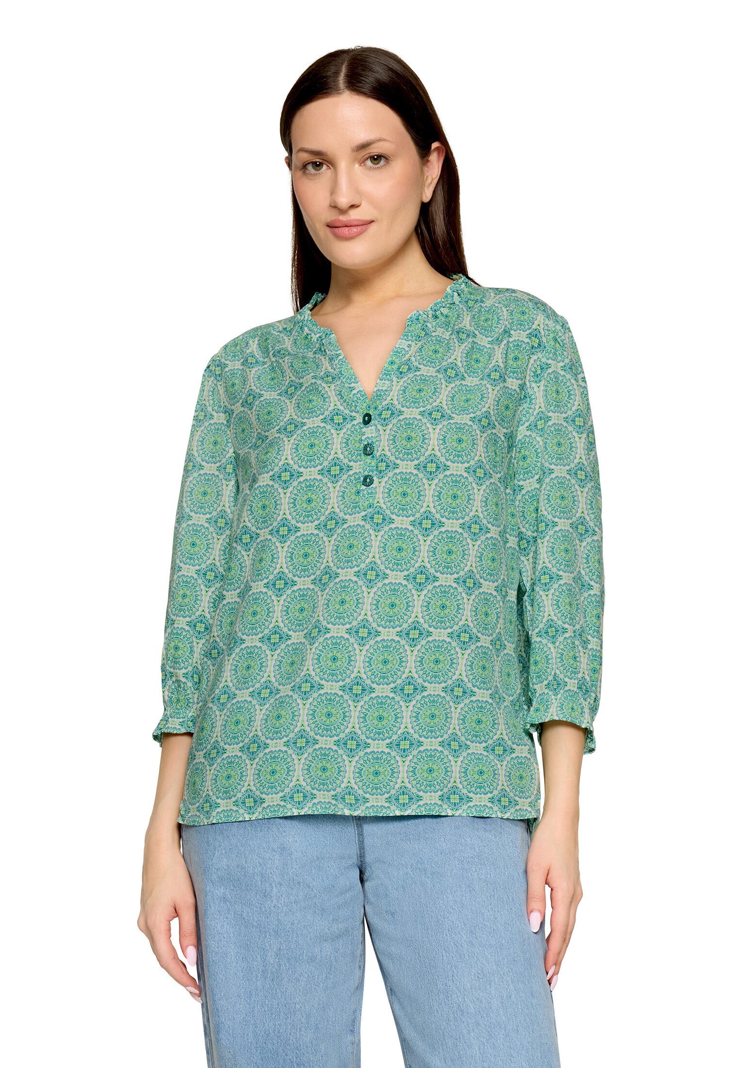 Cartoon Schlupfbluse Damen mit Raffung