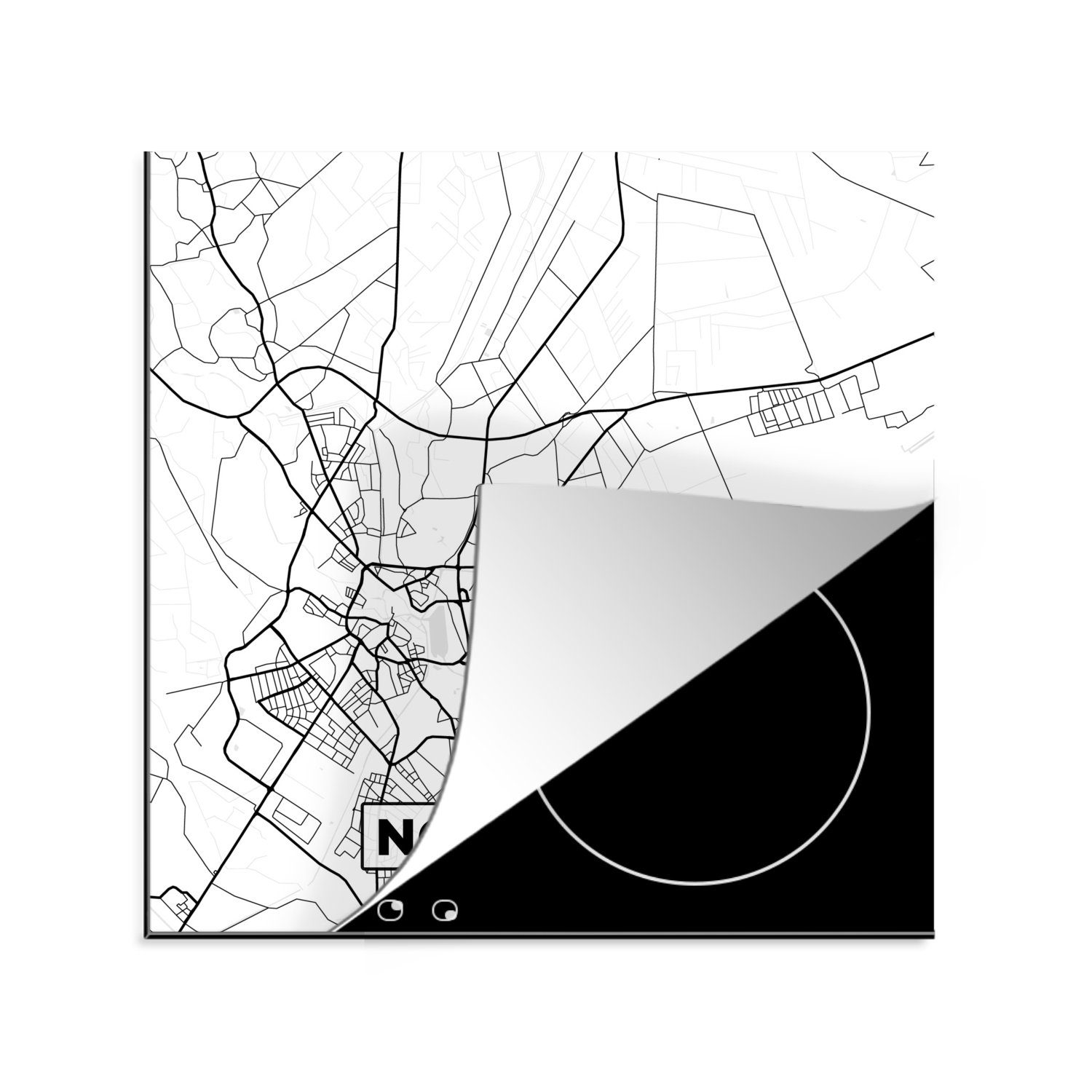 MuchoWow Herdblende-/Abdeckplatte Nordhorn - Karte - Stadtplan - Karte, Vinyl, (1 tlg), 78x78 cm, Ceranfeldabdeckung, Arbeitsplatte für küche