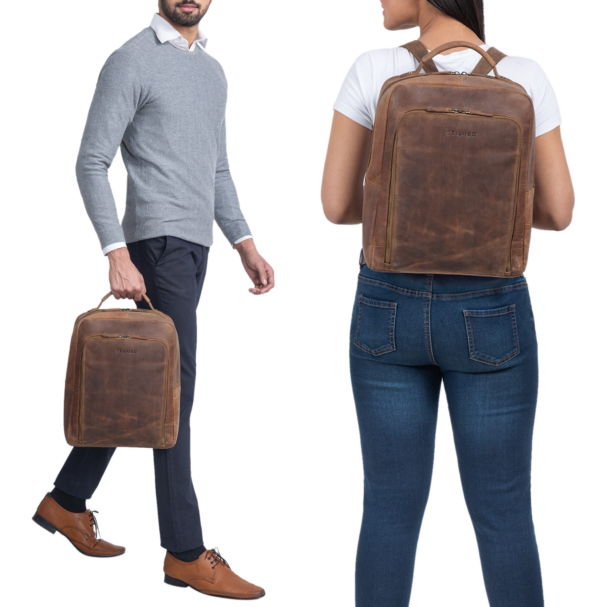 STILORD Notebook-Rucksack "Orlando" Business Rucksack Herren Leder