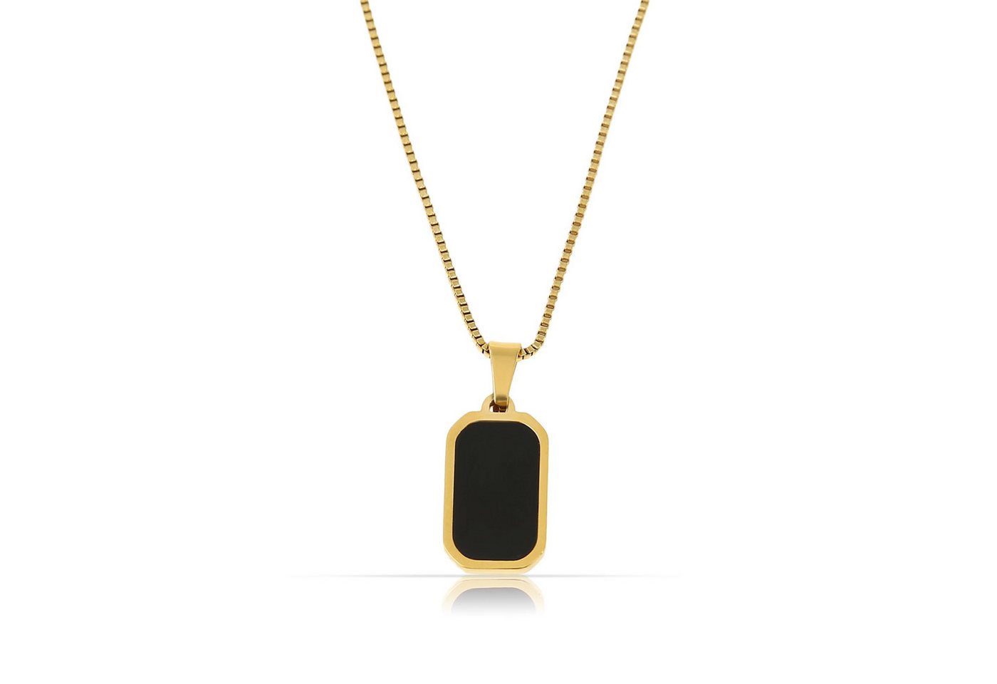 Made by Nami Kette mit Anhänger Edelstahl Halskette Damen Gold mit Schwarzem Edelstein Anhänger, Geschenk für Sie Wasserfester Schmuck