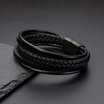 NAHLE Lederarmband Leder Armband Herrenarmband (inkl. Schmuckbox), aus Leder, mit Magnetverschluss für ein sicheres verschließen