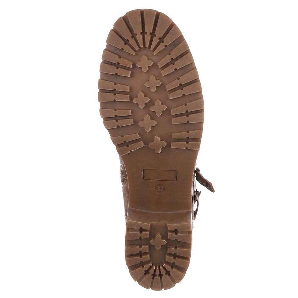 Ital-Design Damen Stiefel mit Reißverschluss und Schnürung Schnürstiefelette (90542917) Blockabsatz Stiefeletten in Schwarz