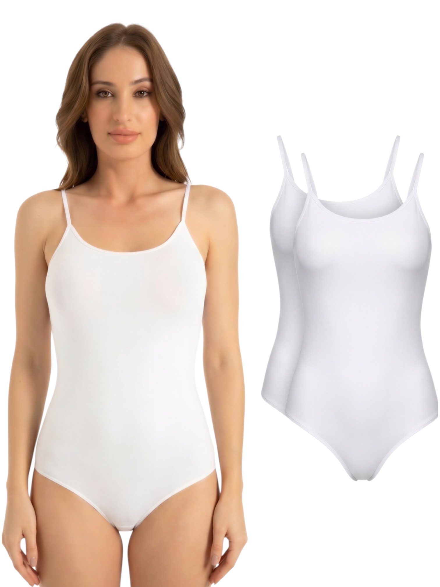 Body Damen Body 2er Pack Bambus Spaghettiträger atmungsaktiv