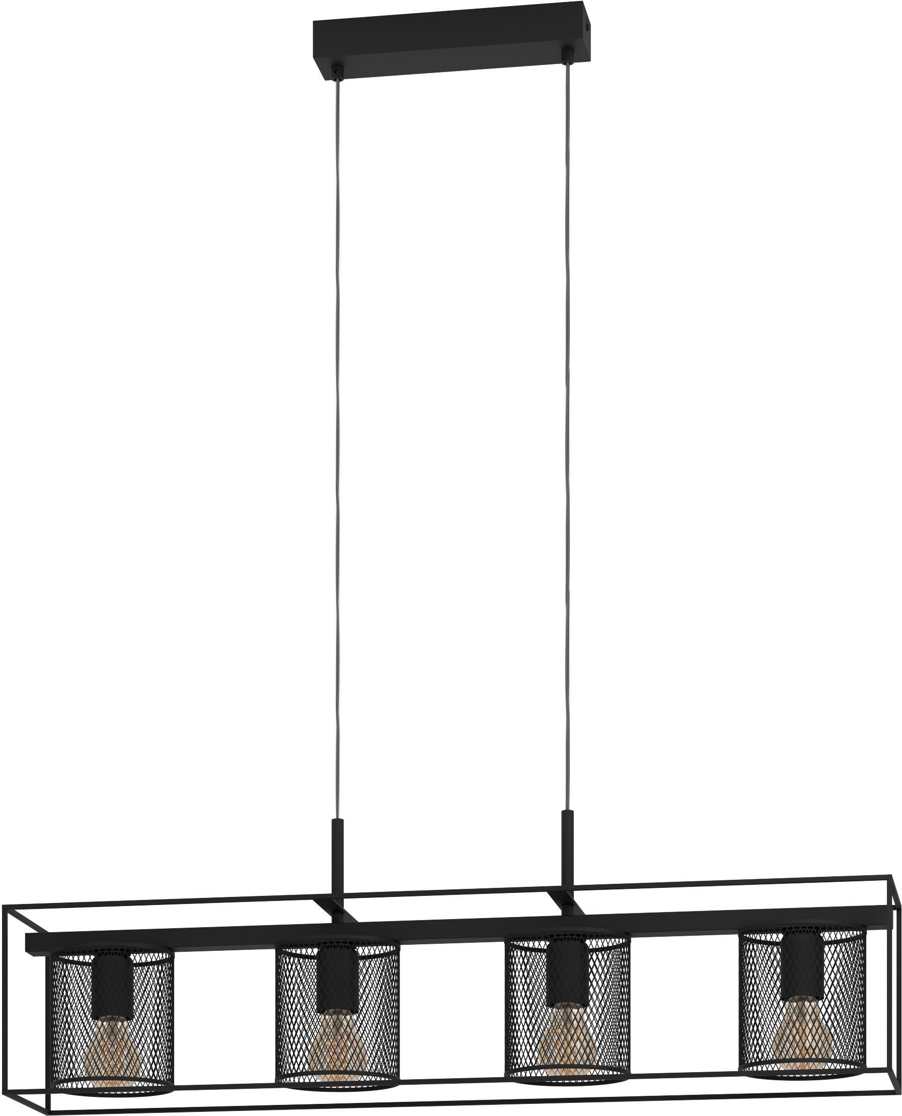 EGLO Hängeleuchte CATTERICK, Leuchtmittel wechselbar, ohne Leuchtmittel,  Hängeleuchte in schwarz aus Stahl - exkl. E27 - 40W