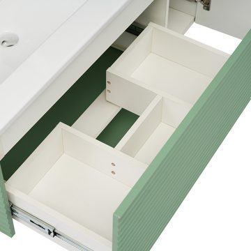 HIYORI Badmöbel-Set Badmöbel-Set Waschbecken in Breite 90 cm, Waschplatz mit 1 Schubladen, Badschrank