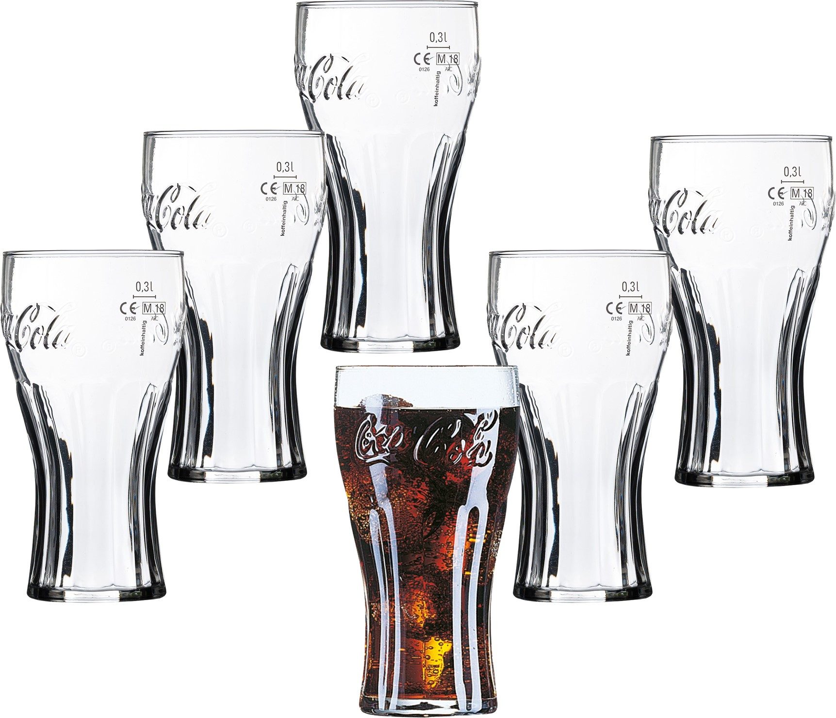 Longdrinkglas Coca-Cola Contourgläser 37cl - 0,3L geeicht - 6 Stück