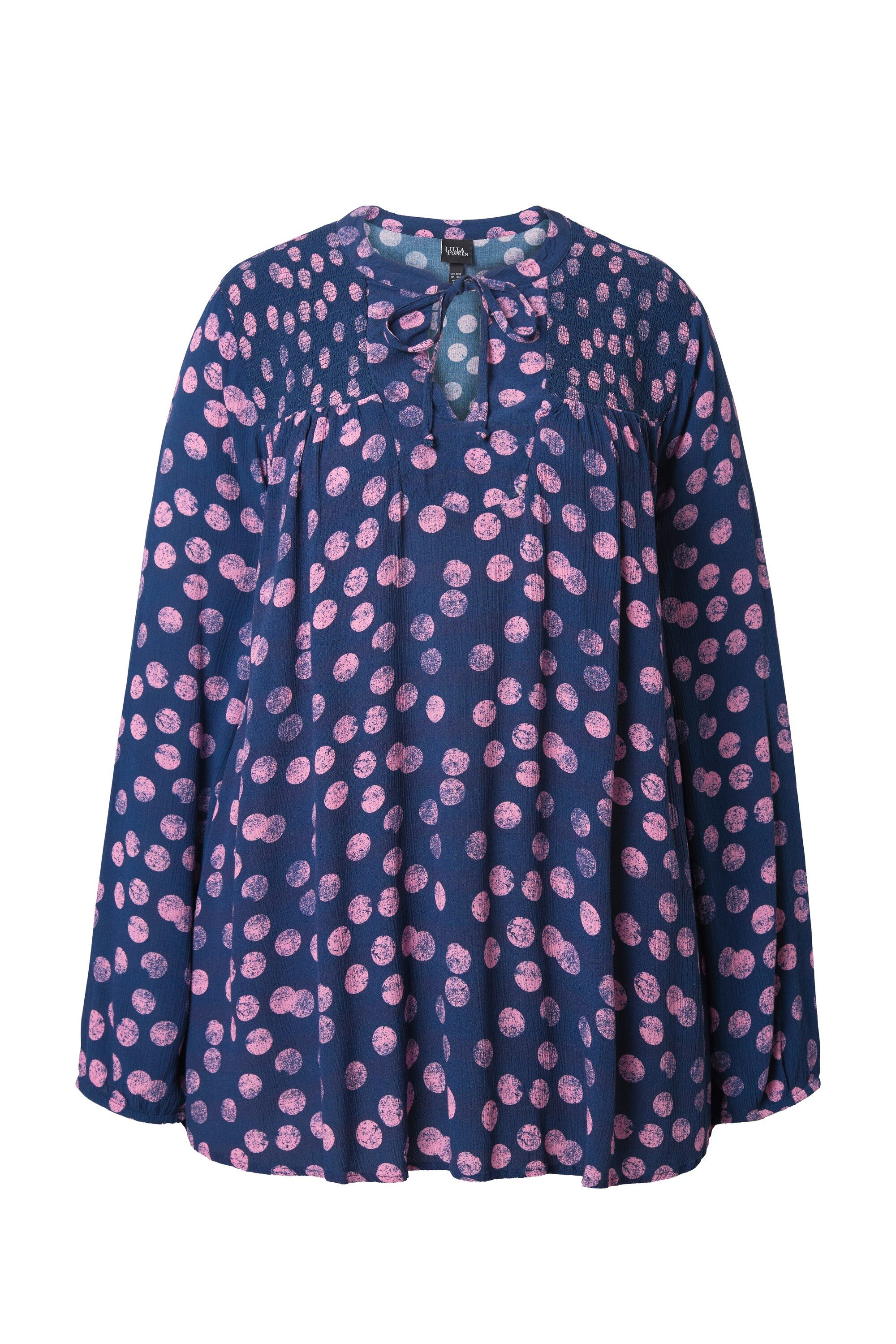 Ulla Popken Tunika Smokbluse Punkte A-Linie Tunika-Ausschnitt Langarm günstig online kaufen