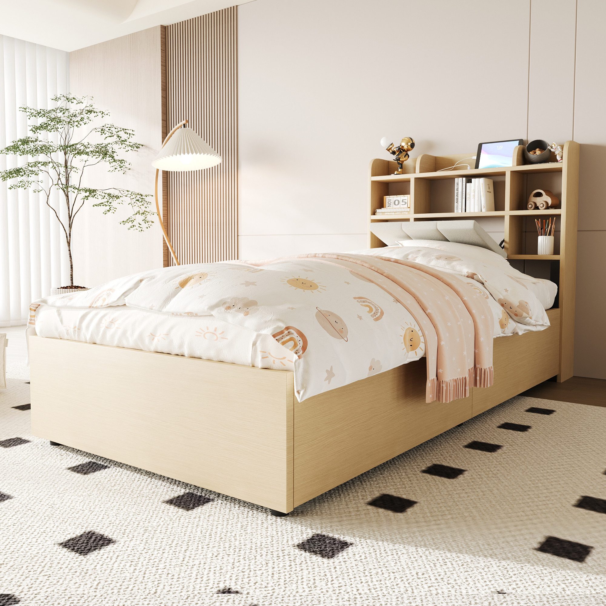 STILVORA Stauraumbett 90x200 mit Matratze&Kopfteil,Holzbett mit günstig online kaufen