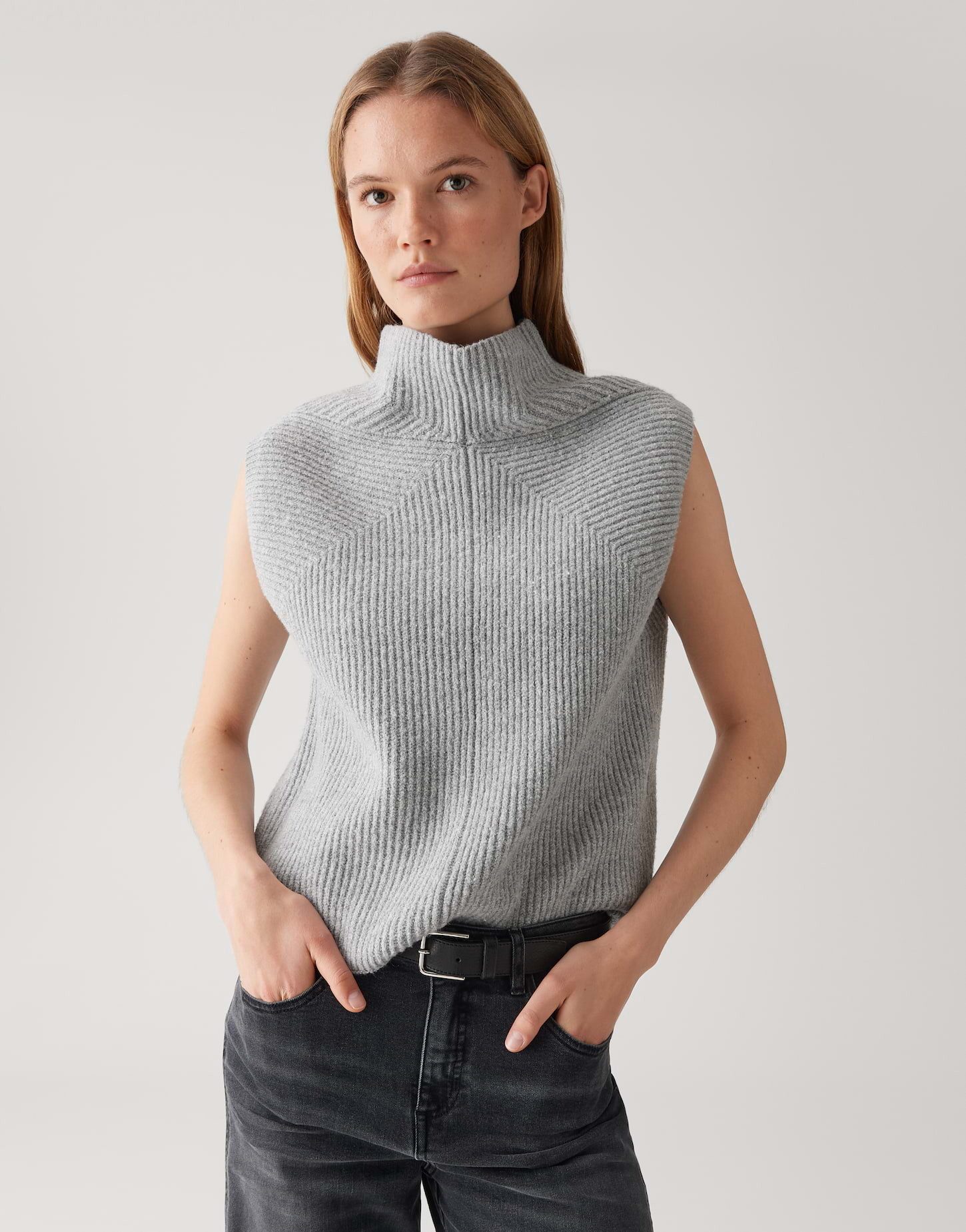 OPUS Pullunder PASILLA aus BCI Cotton Mix Funnel Neck, Rippstruktur, ärmell günstig online kaufen