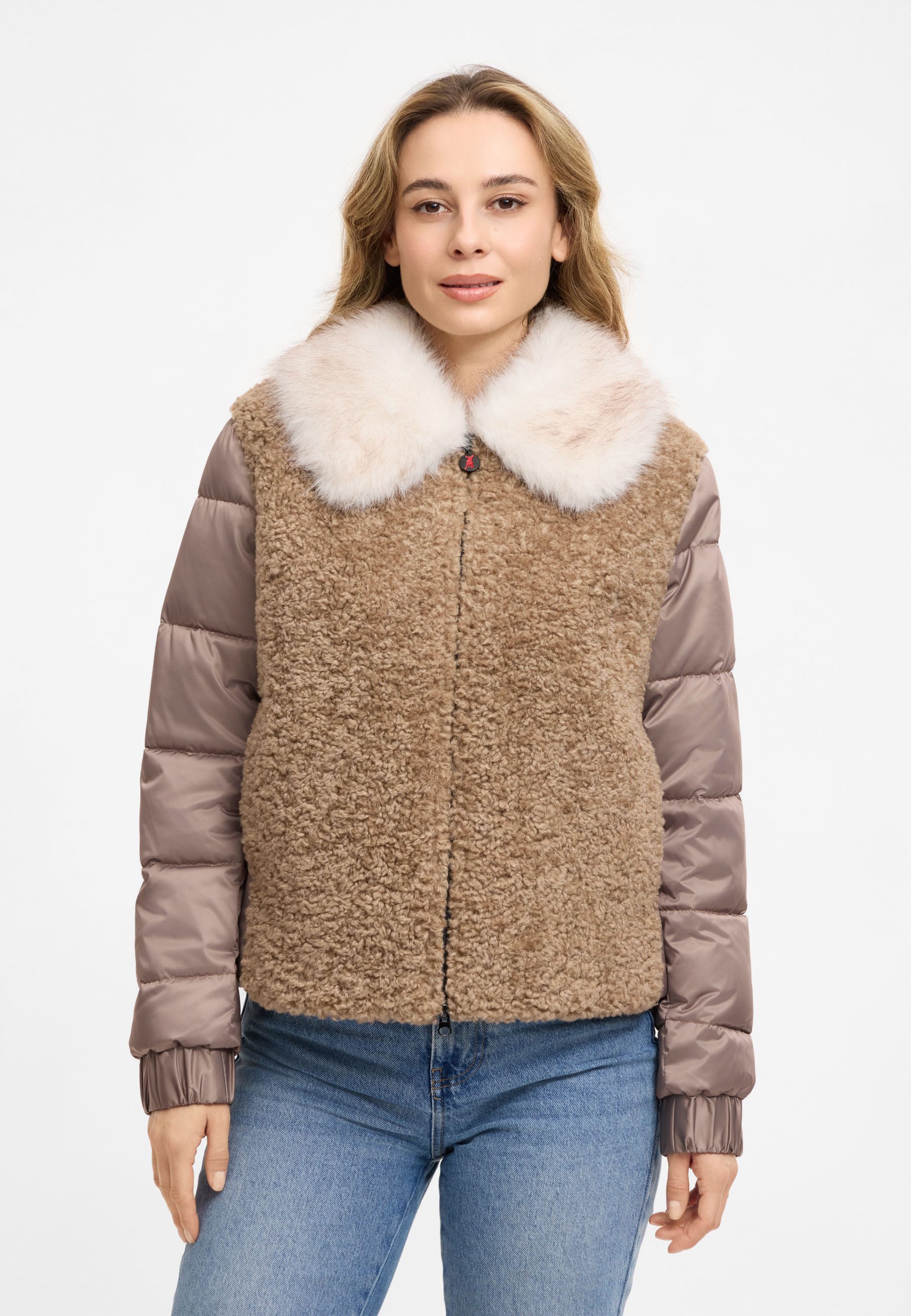 Frieda & Freddies Winterjacke Frieda & Freddies Materialmix-Jacke mit Webpelzkragen