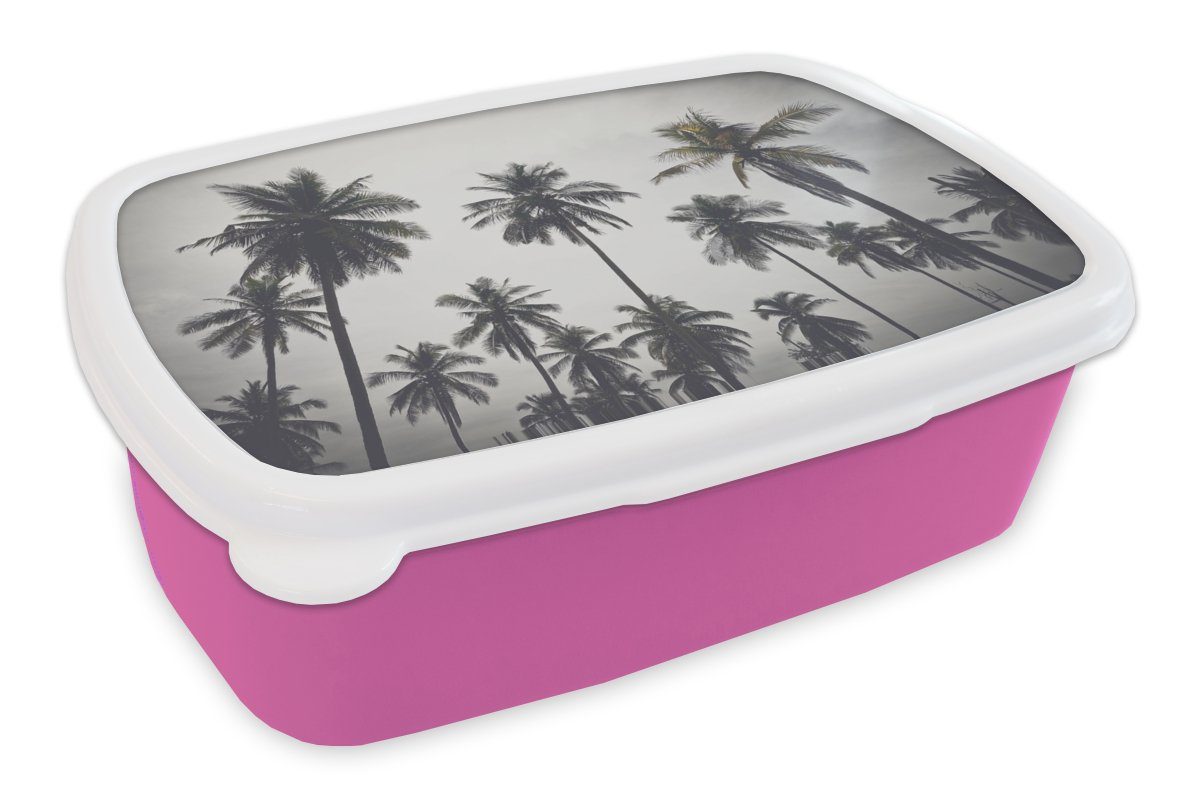 - Tropisch Kunststoff Lunchbox Kinder, - Erwachsene, Palme MuchoWow Brotdose Kunststoff, (2-tlg), für Brotbox rosa Natur, Snackbox, Mädchen,