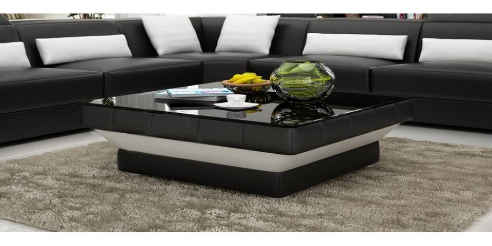 JVmoebel Couchtisch Designer Couchtisch mit Lederbezug und Glasplatte (Couchtisch Modell " SB 8009), Made in Europa