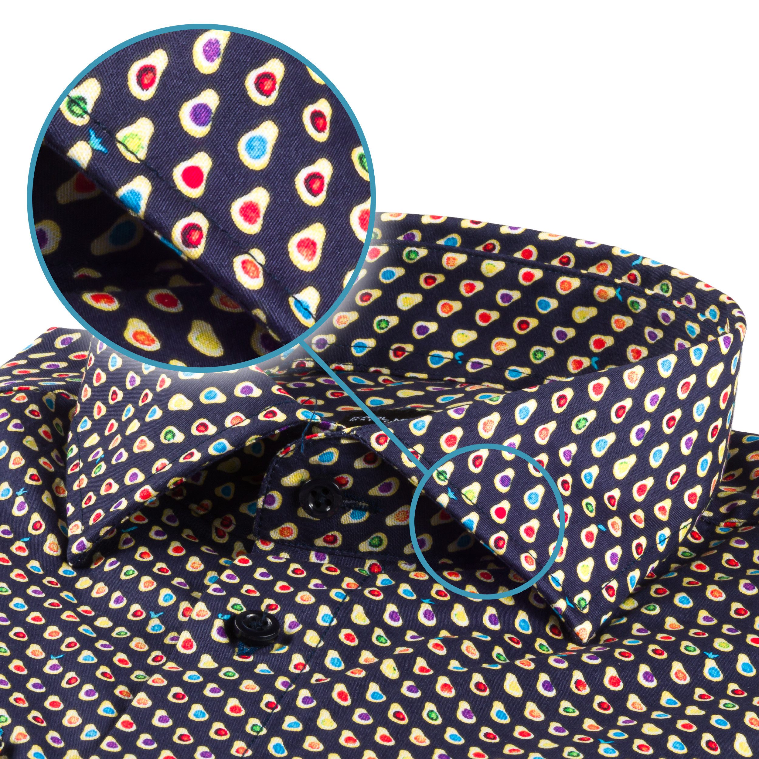 Karl Mommoo Langarmhemd KARL MOMMOO blau gemustert – Baumwolle, Regular Fit günstig online kaufen