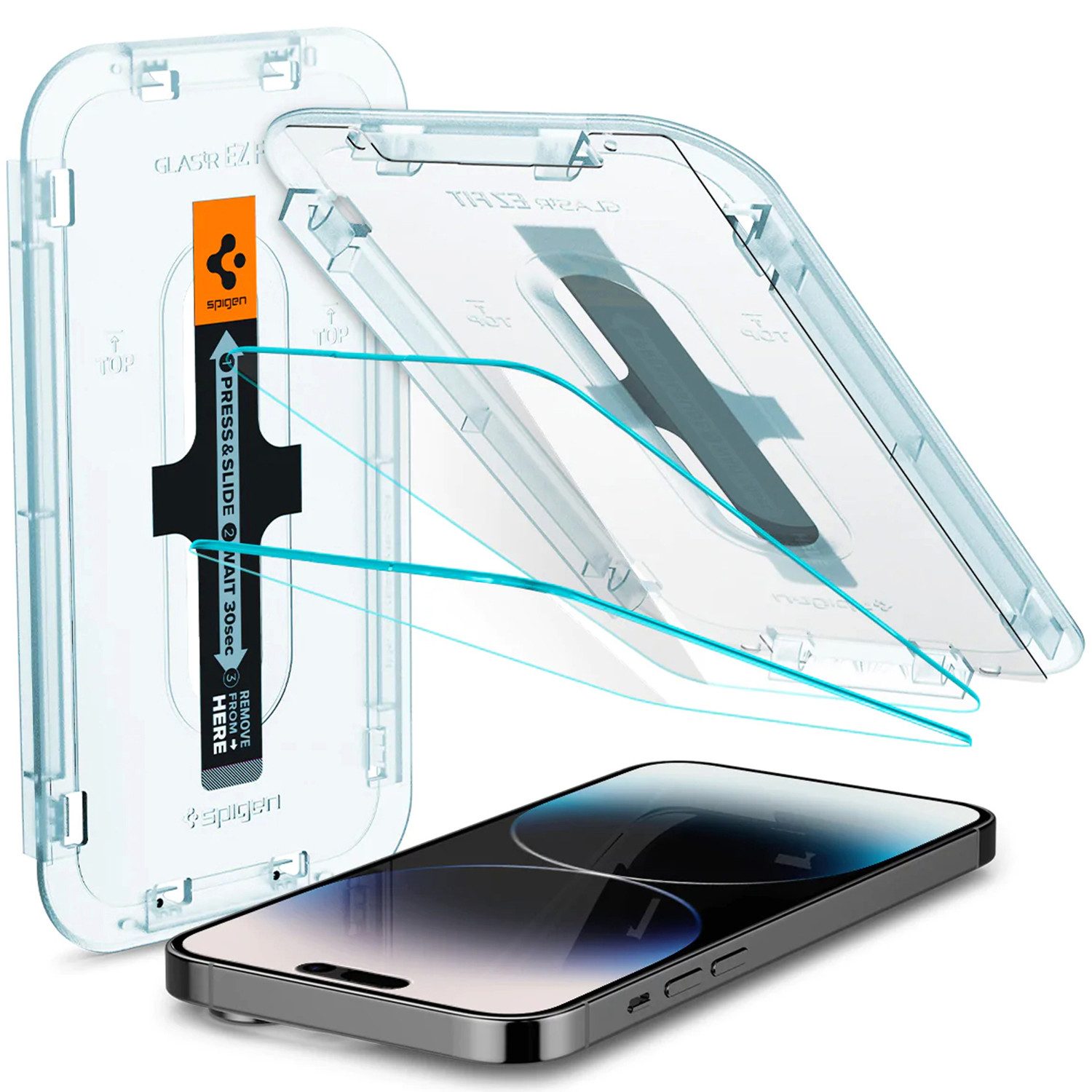 Spigen Displayschutzglas Spigen Displayschutzfolie 2er-Pack + Applicator Apple iPhone 14 Pro, 2 Stück