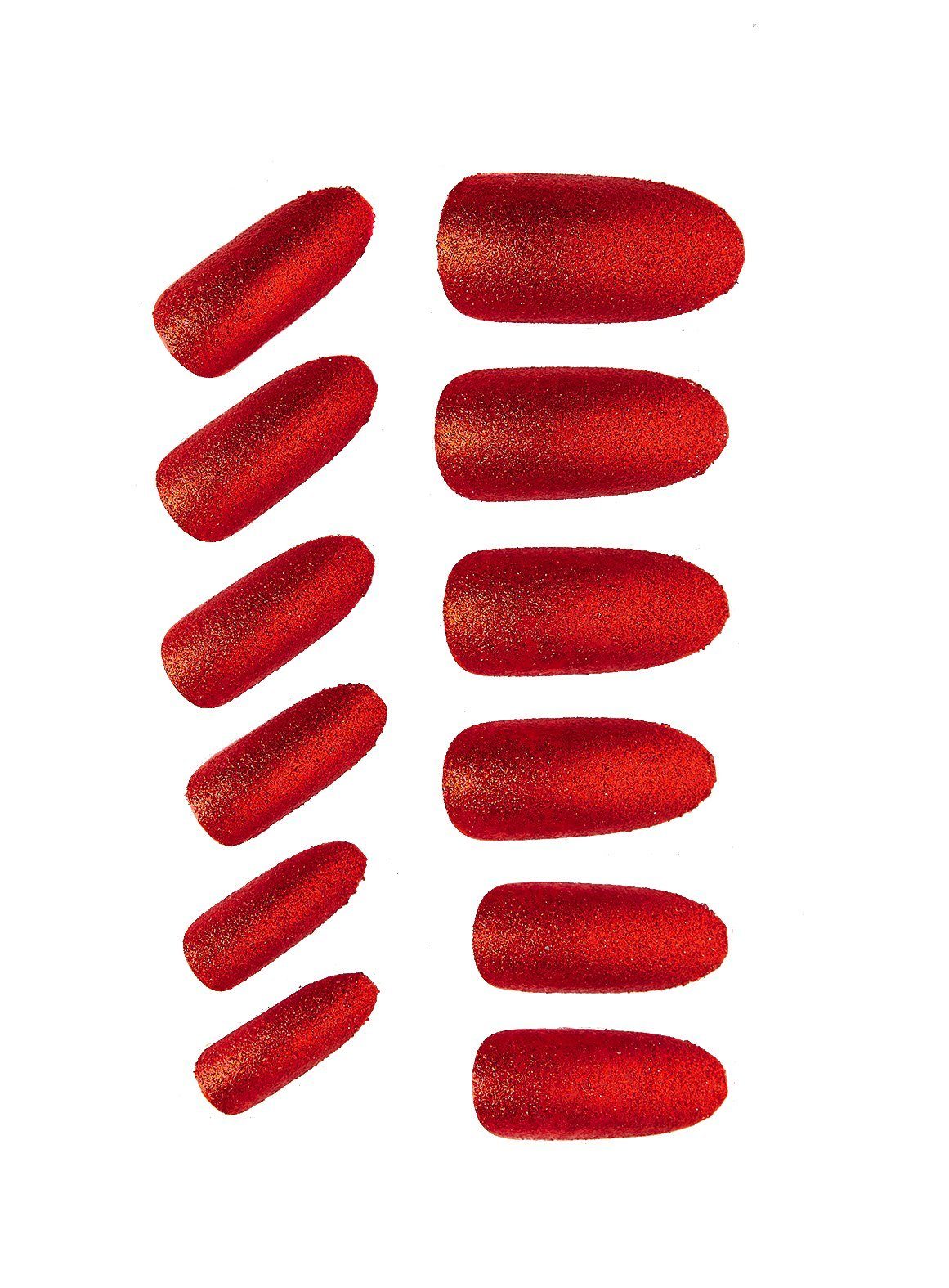 Widdmann Kunstfingernägel Glitzer Fingernägel rot, Ein Satz künstliche Fingernägel zum Aufkleben
