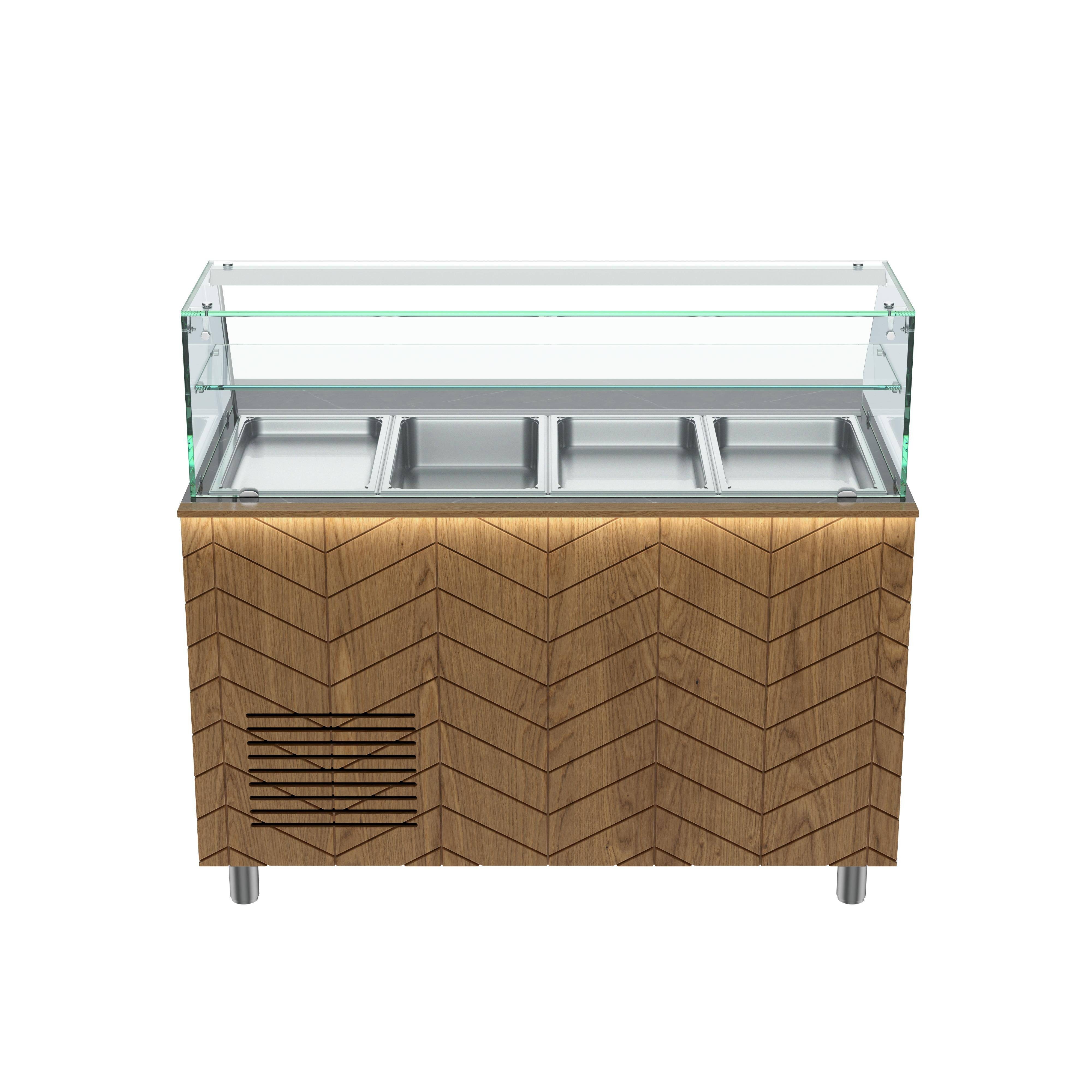 Gastronics Pizzaofen Salattheke Premium 141 x 70 x 125 cm schwarzer Compact LED 2 Türen