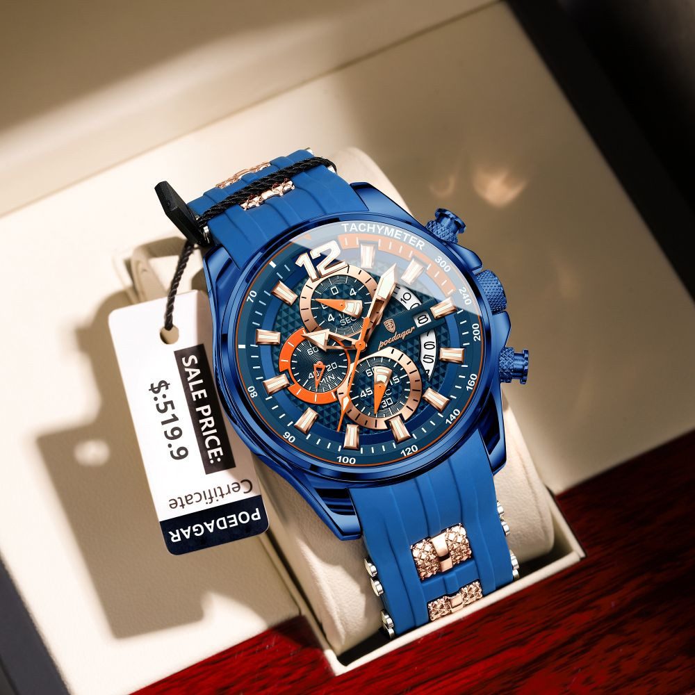 POEDAGAR Quarzuhr POEDAGAR Herren Uhr Chronograph – 898, Sportlich, Silikonband