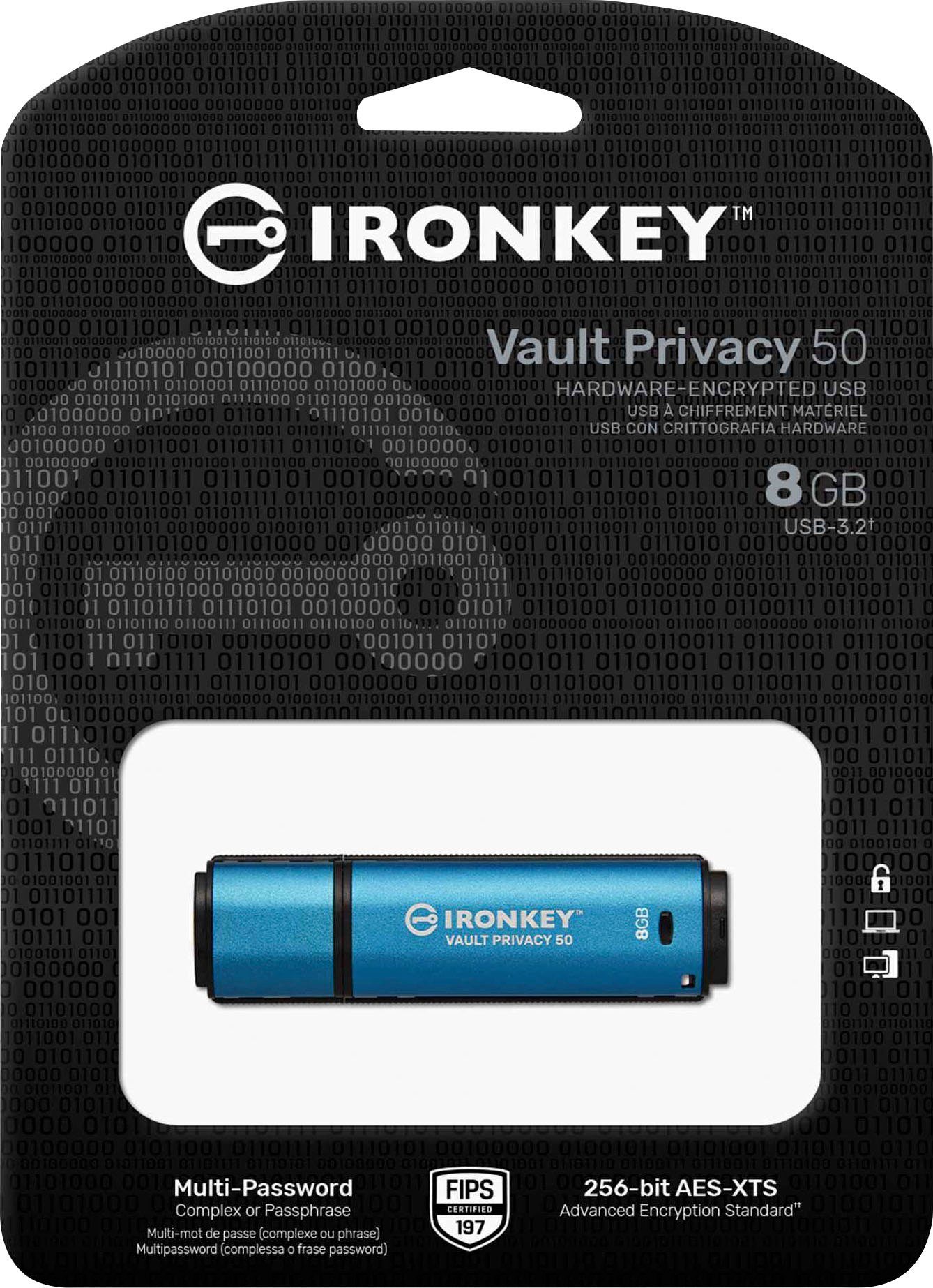 Kingston IRONKEY VAULT PRIVACY 50 SERIE 32GB USB-Stick (USB 3.2, Lesegeschwindigkeit 250 MB/s)