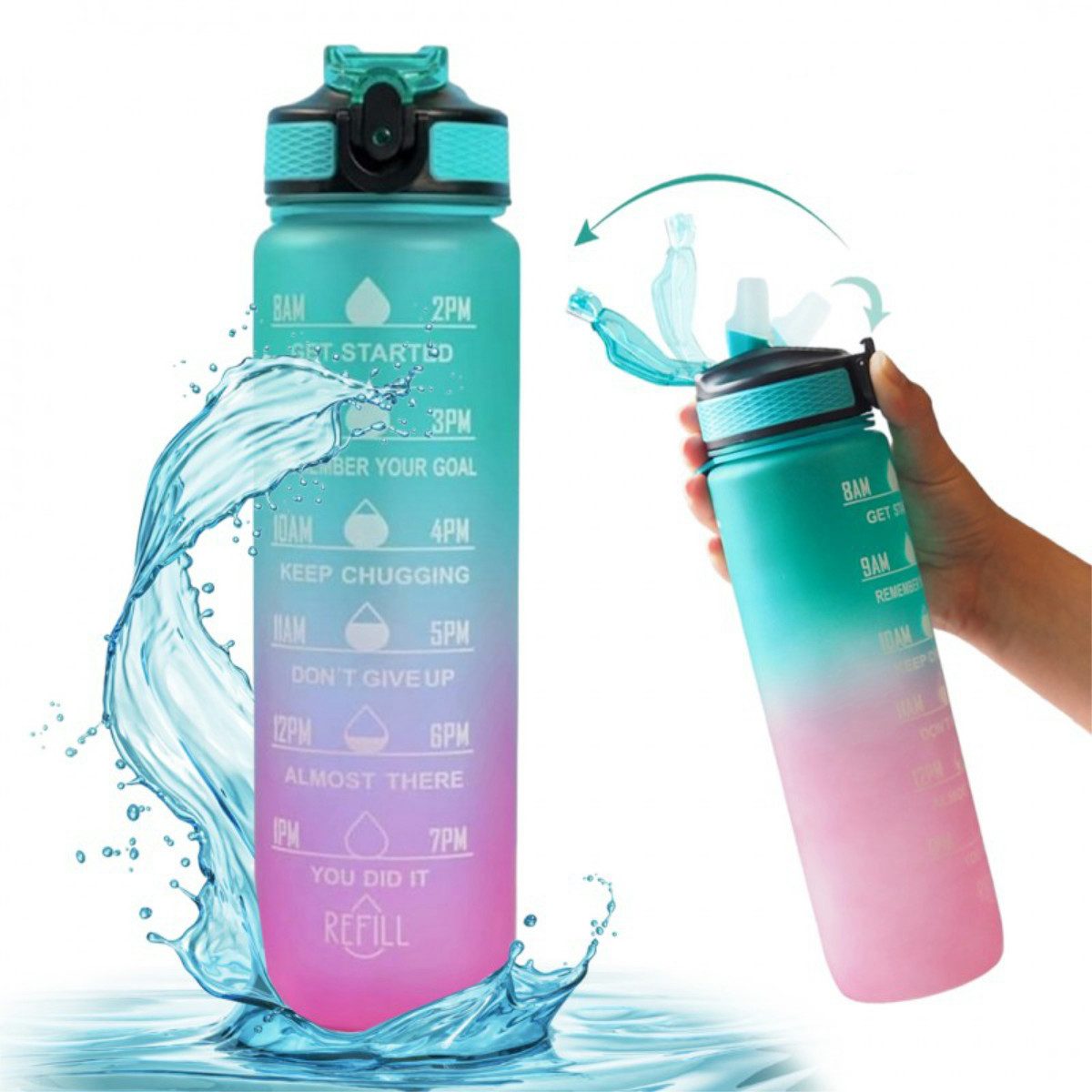 Trinkflasche XL Sportflasche Wasserflasche Flasche 1000 ml in 7 Farben