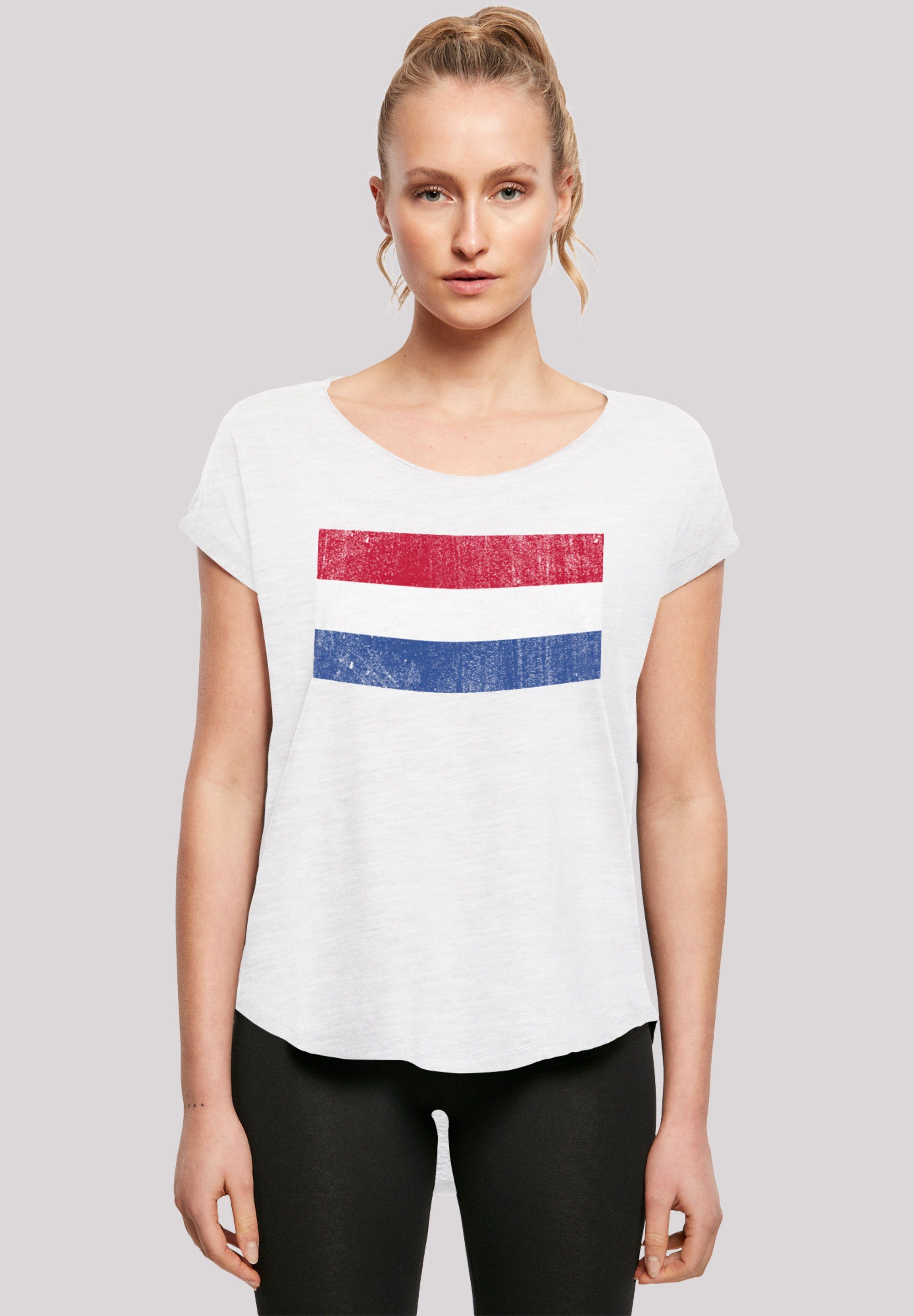 F4NT4STIC T-Shirt Netherlands NIederlande Holland Flagge distressed Print,  Sehr weicher Baumwollstoff mit hohem Tragekomfort