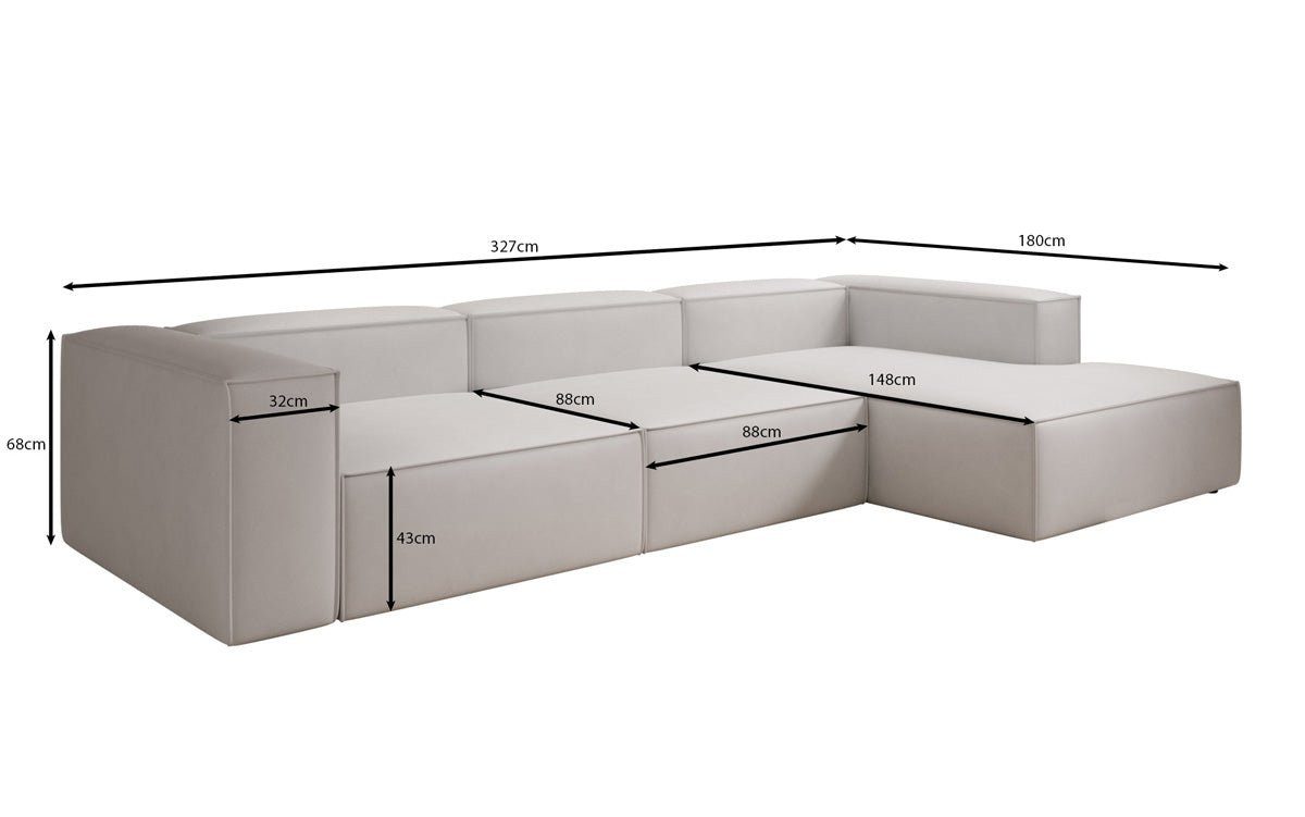 Luxusbetten24 Sofa Designer Sofa Lesley L, mit Bezug aus Echtleder