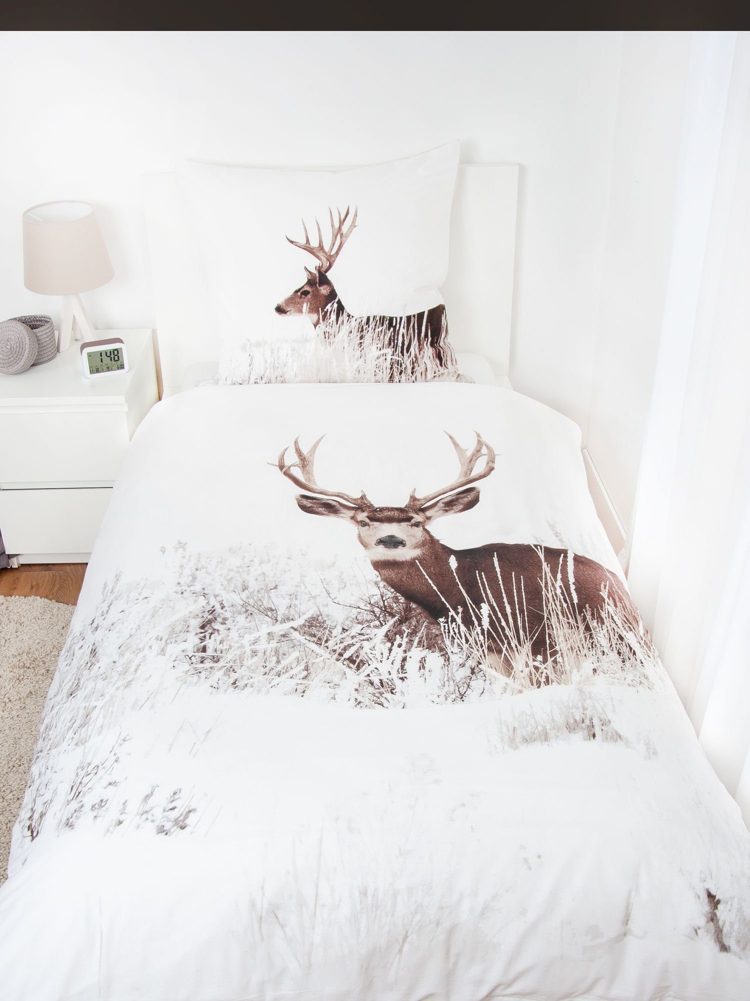 Herding Bettwäsche Flanell Bettwäsche Set Winterlandschaft günstig online kaufen