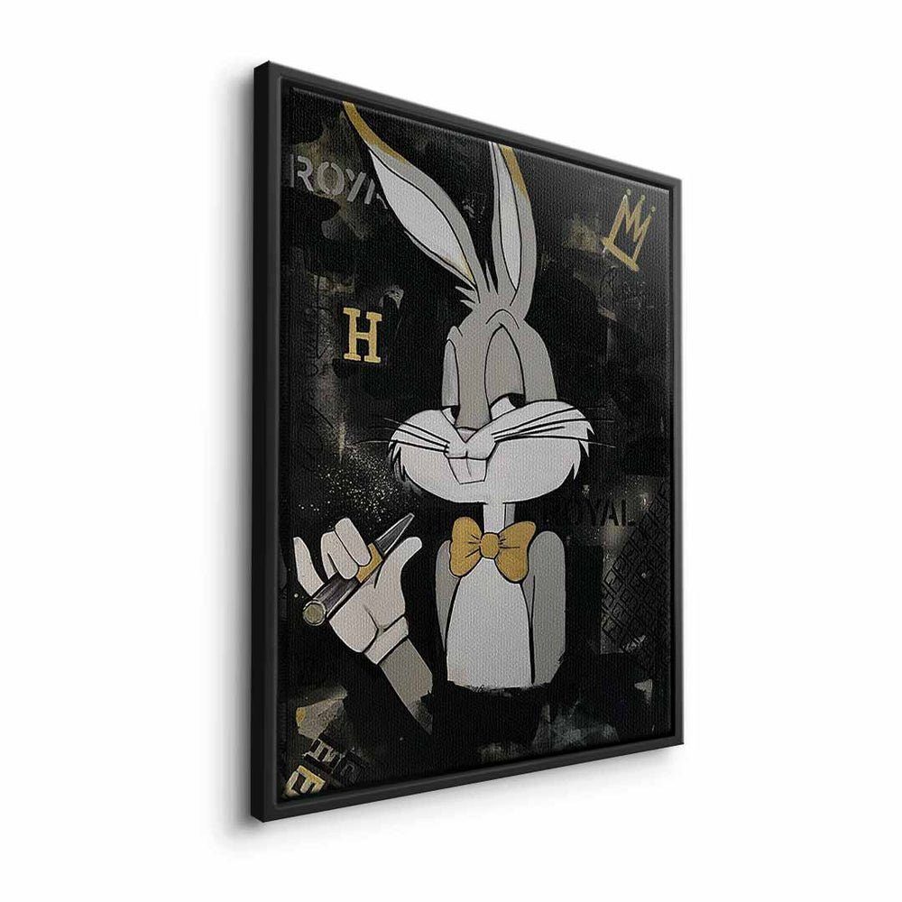 Premium Elegant Leinwandbild, - PopArt Rahmen Bunny Wandbild DOTCOMCANVAS® weißer Motivationsbild -