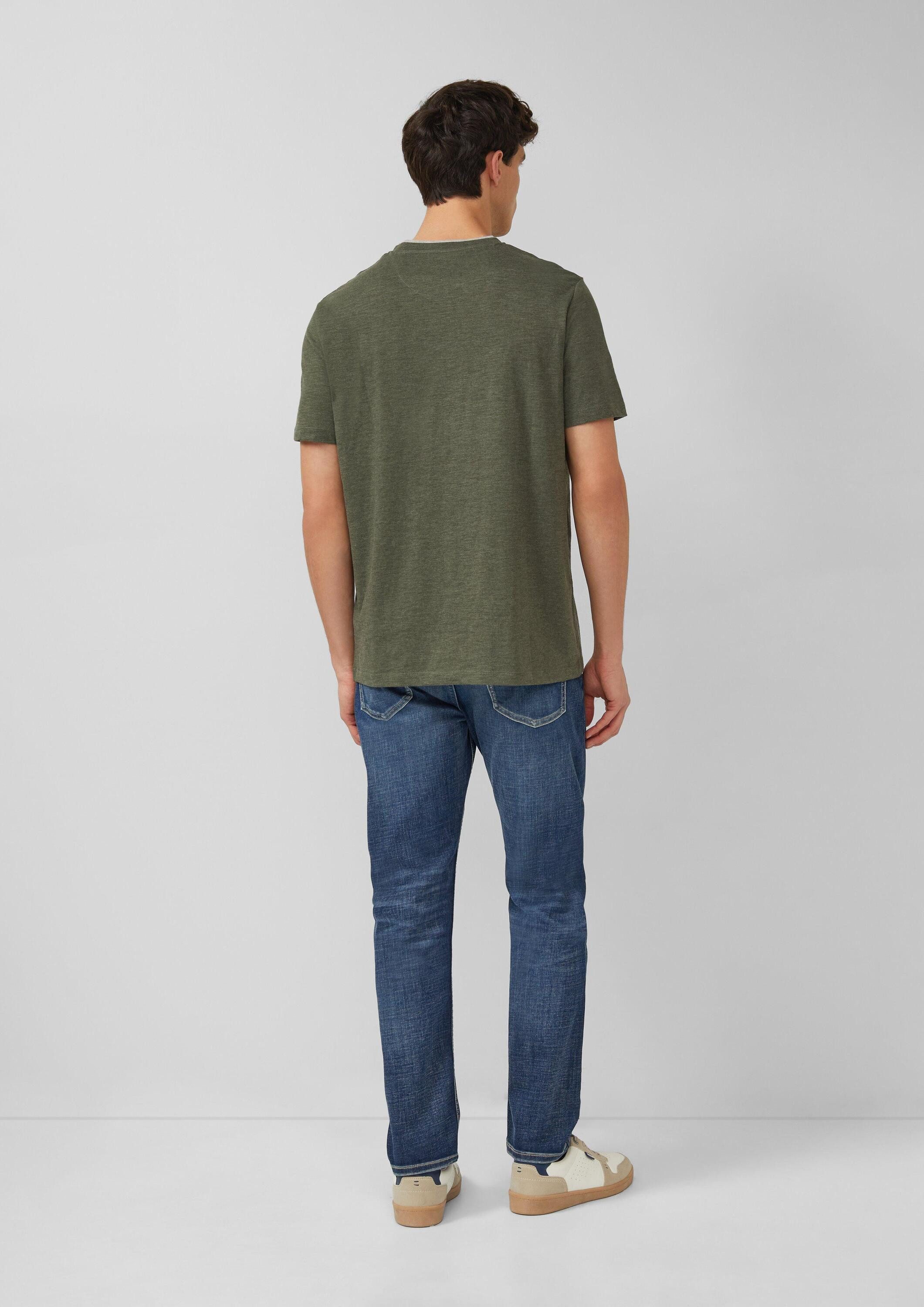 s.Oliver Kurzarmshirt T-Shirt Weiches Henley-Shirt aus Melange-Jersey