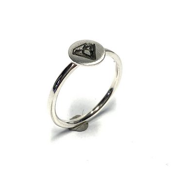 Edelschmiede925 Silberring schlichter Ring mit Stempelplatte Diamant 925 #62