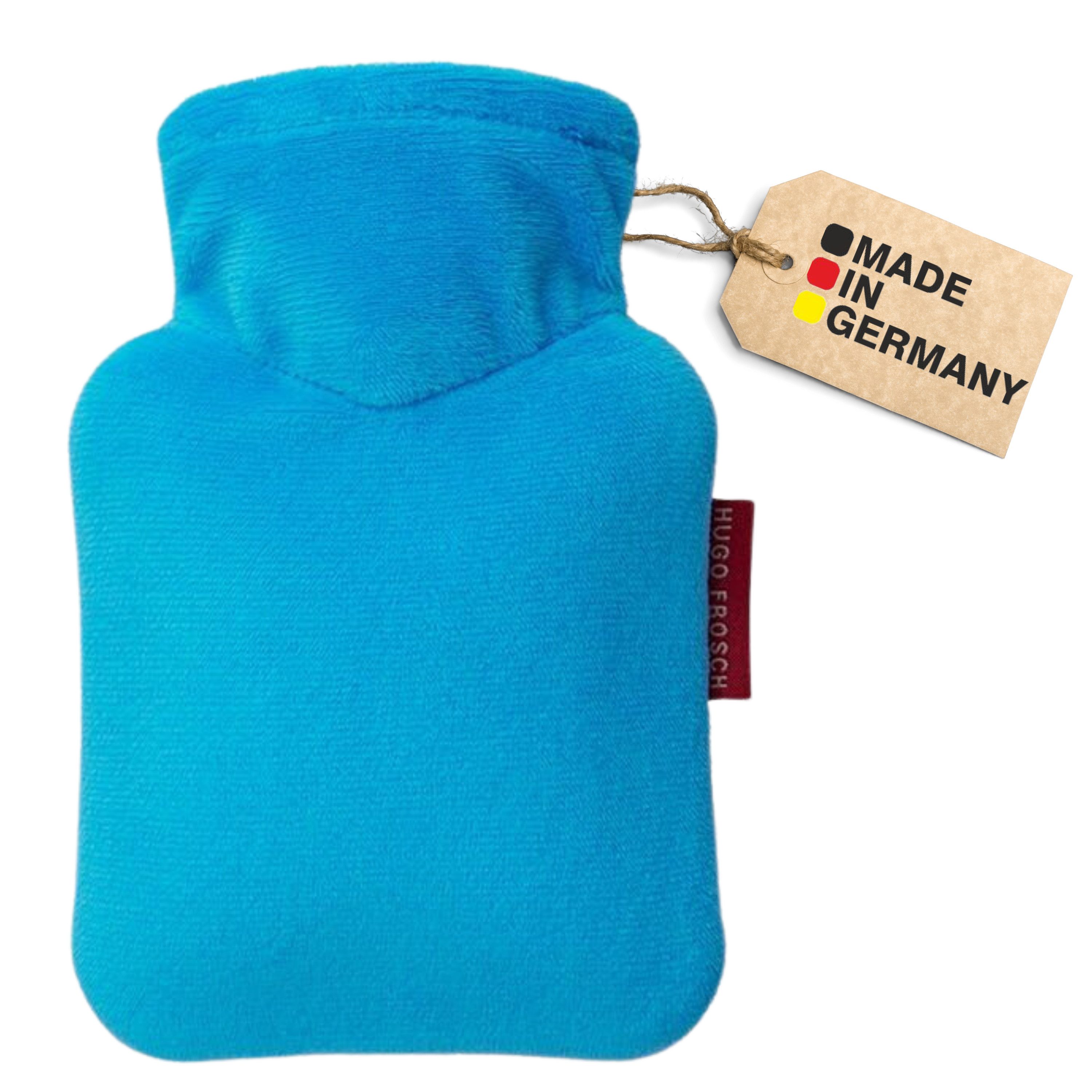 Hugo Frosch Wärmflasche - Mini-Wärmflasche 0,2 l mit Veloursbezug, Made in Germany