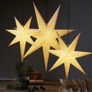 STAR TRADING LED Stern Papierstern Leuchtstern Faltstern 7-zackig hängend 55cm mit Kabel weiß