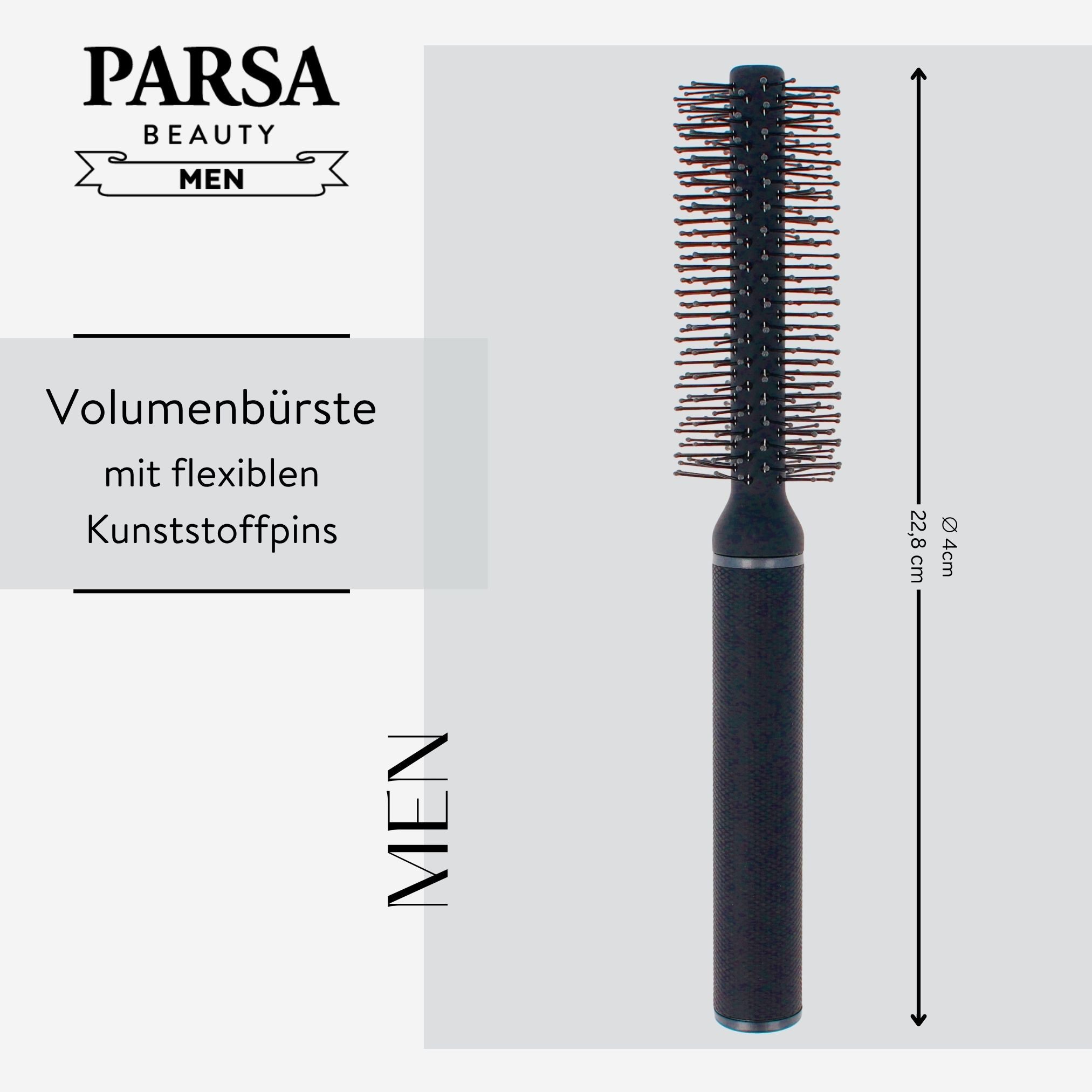 PARSA Beauty Haarbürste Men Rundföhnbürste klein mit Carbon für Volumen und Form