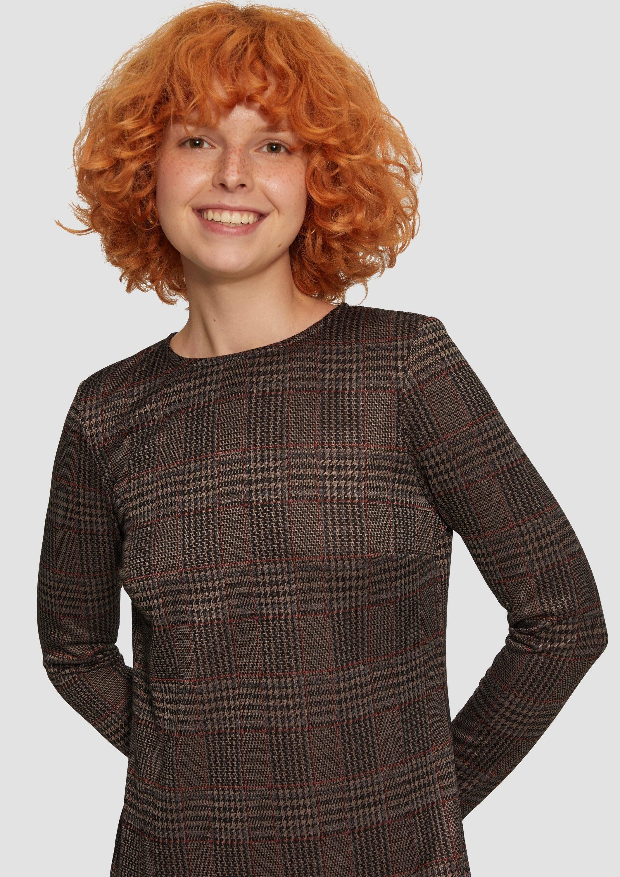 QS Minikleid Kleid Kurzes gemustertes Kleid aus Interlockjersey