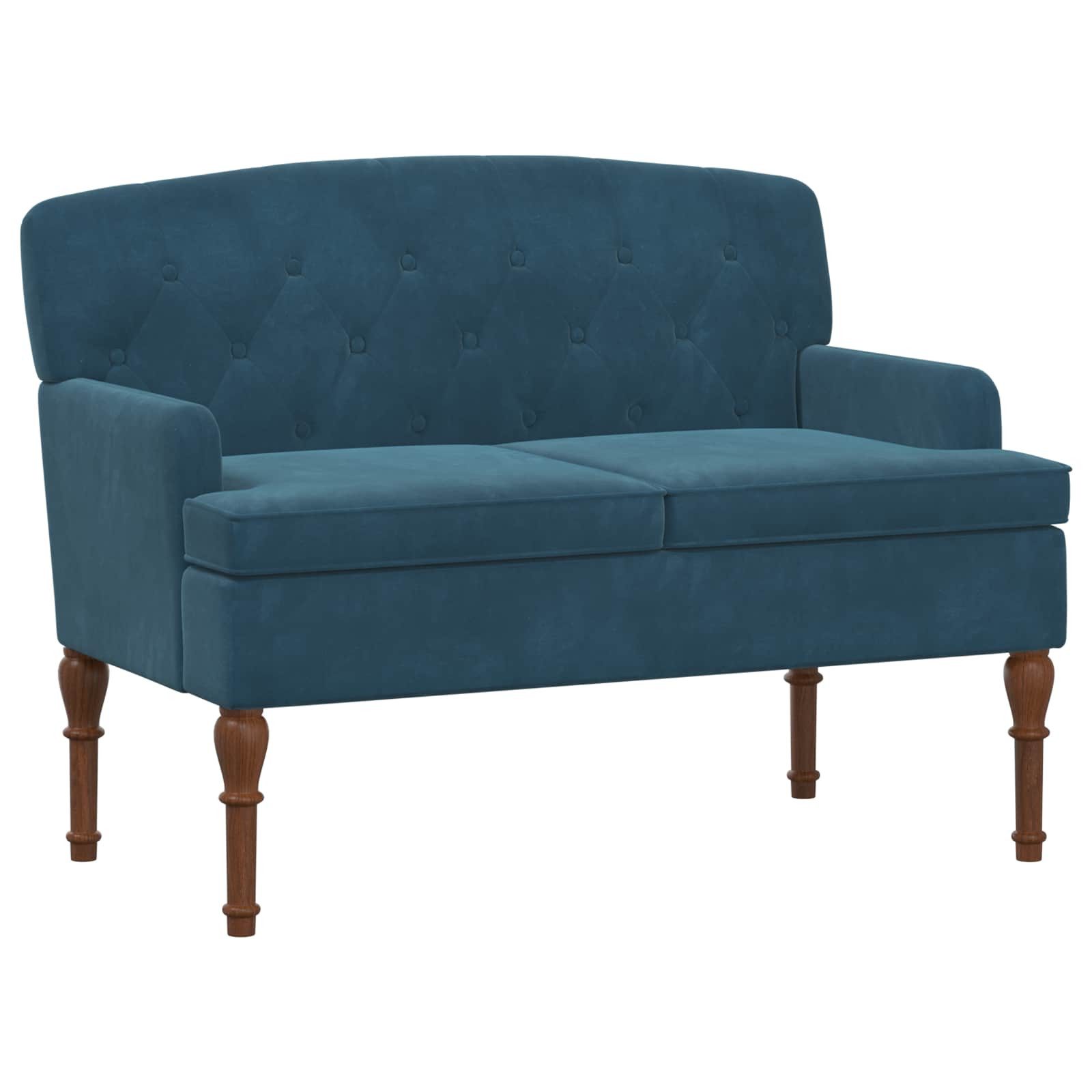 vidaXL Sitzbank Zweisitzer mit Knopfheftung Blau 111 x 65 x 79 cm Samt (1-St)