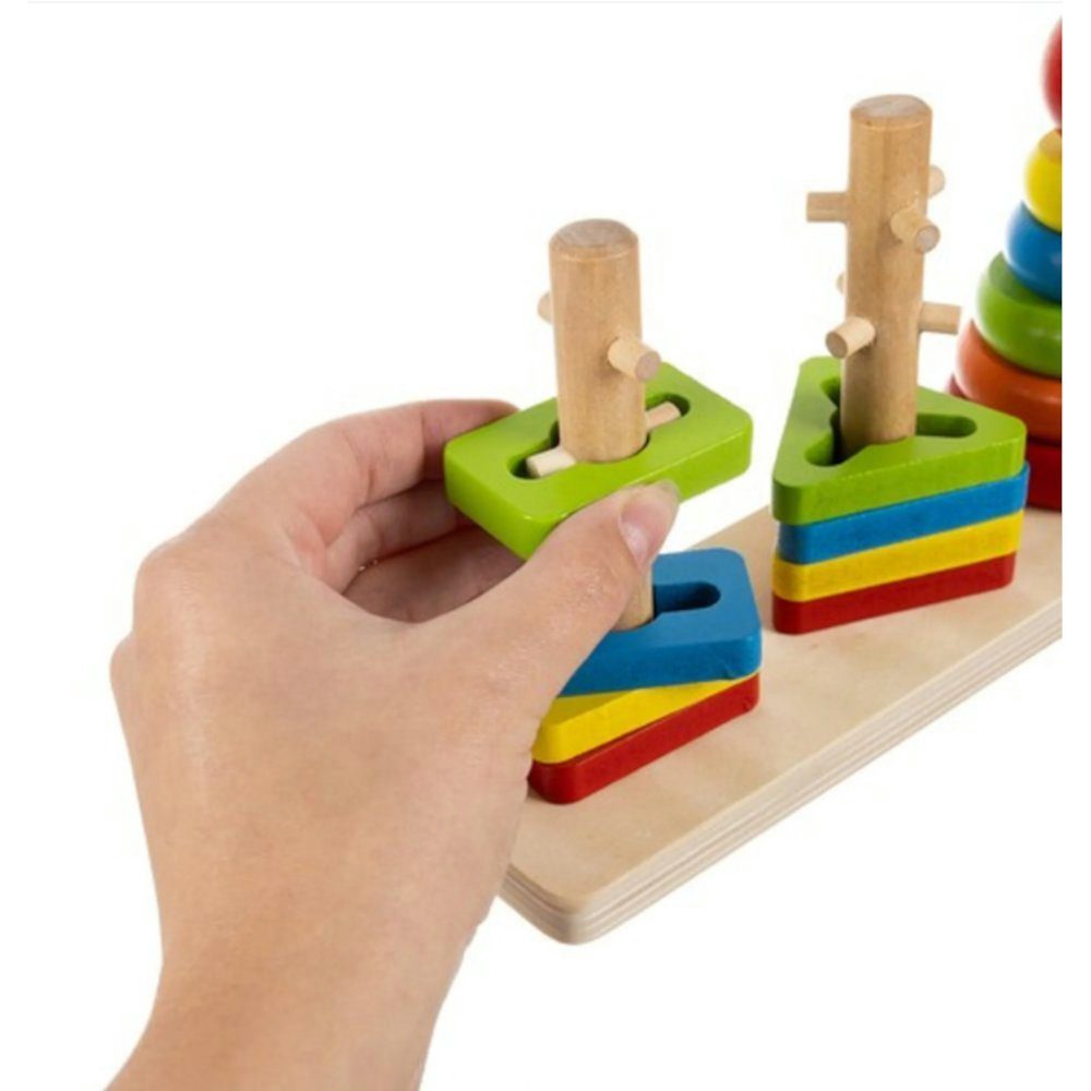 ISO TRADE Puzzle Sorter Holzpuzzle, Puzzleteile, Stapelspielzeug Kinder Motorikspiel Kinderspielzeug Holz 14