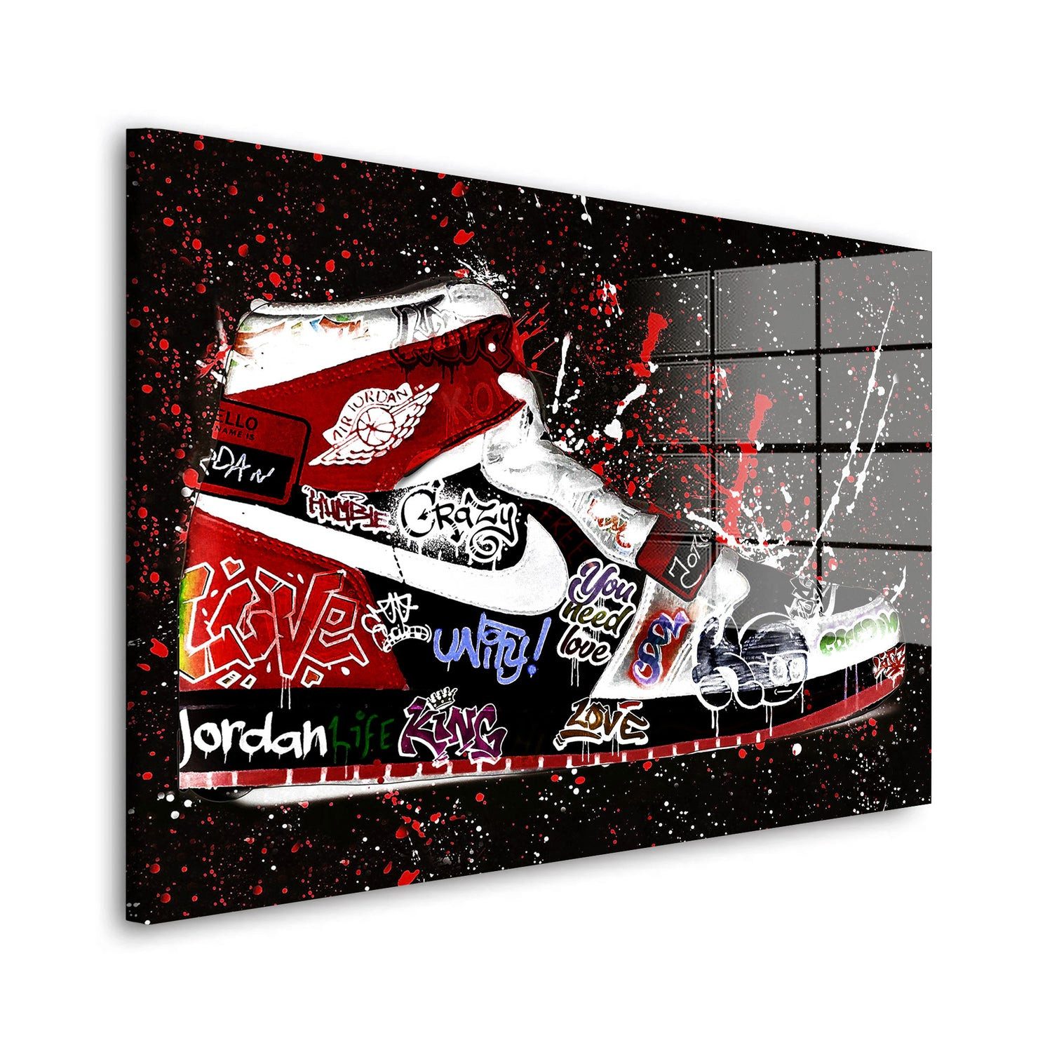 Acrylglasbild Street Pop Art Sneakers Acrylglas Wandbild Bild Wanddeko Wohnzimmer XL