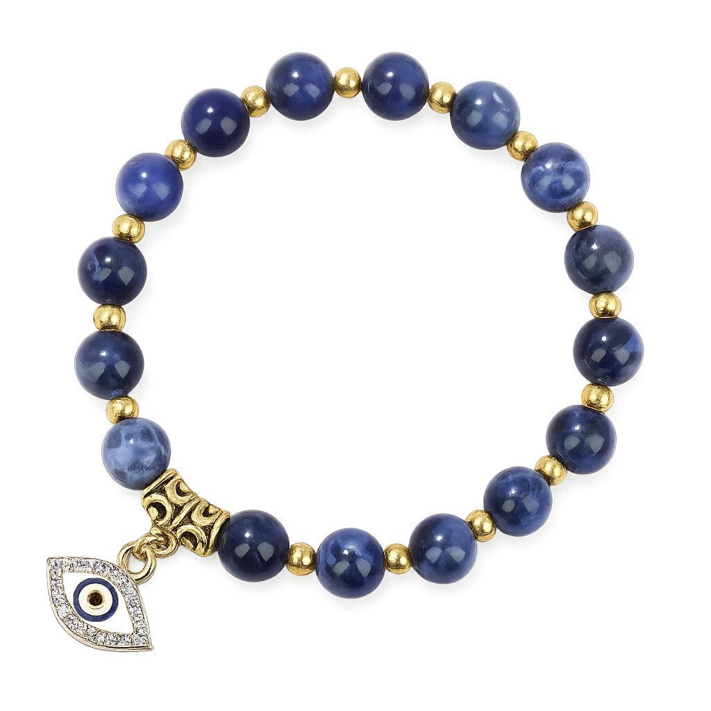 Saraswati Armband Armband "Evil Eye", mit Sodalit- und Resinperlen, Ø6-12cm (18-34cm), e